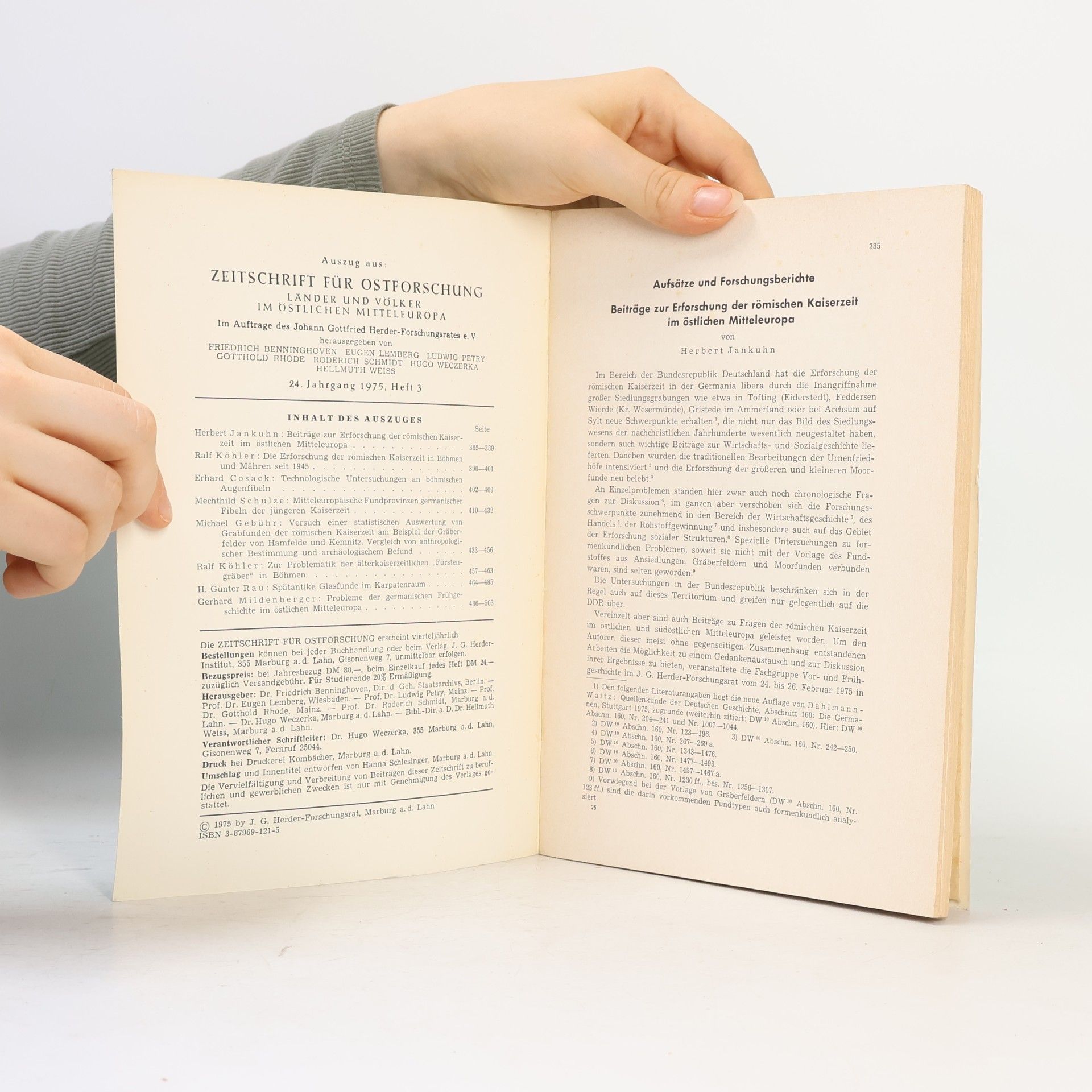 Ralf Köhler Beiträge zur Erforschung der römischen Kaiserzeit im östlichen Mitteleuropa (Auszug aus Zeitschrift für Ostforschung Jg. XXIV /1975, Heft 3)