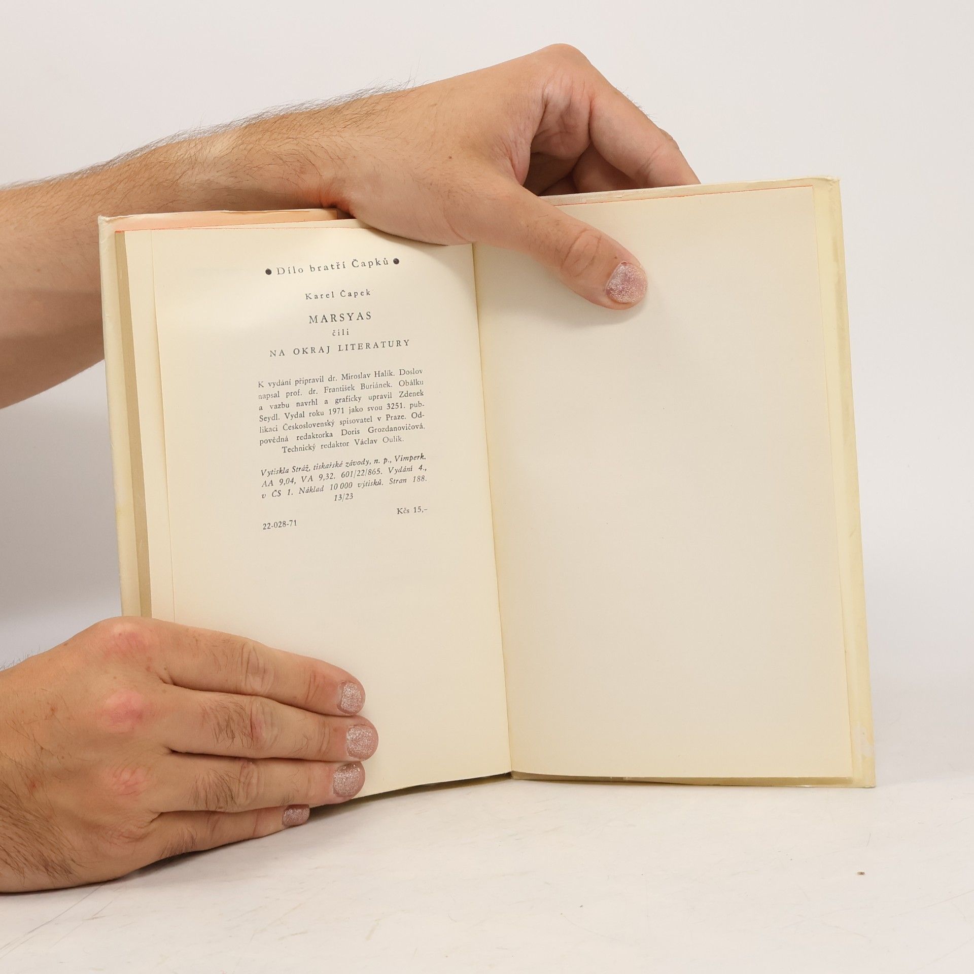 Karel Čapek Marsyas čili Na okraj literatury