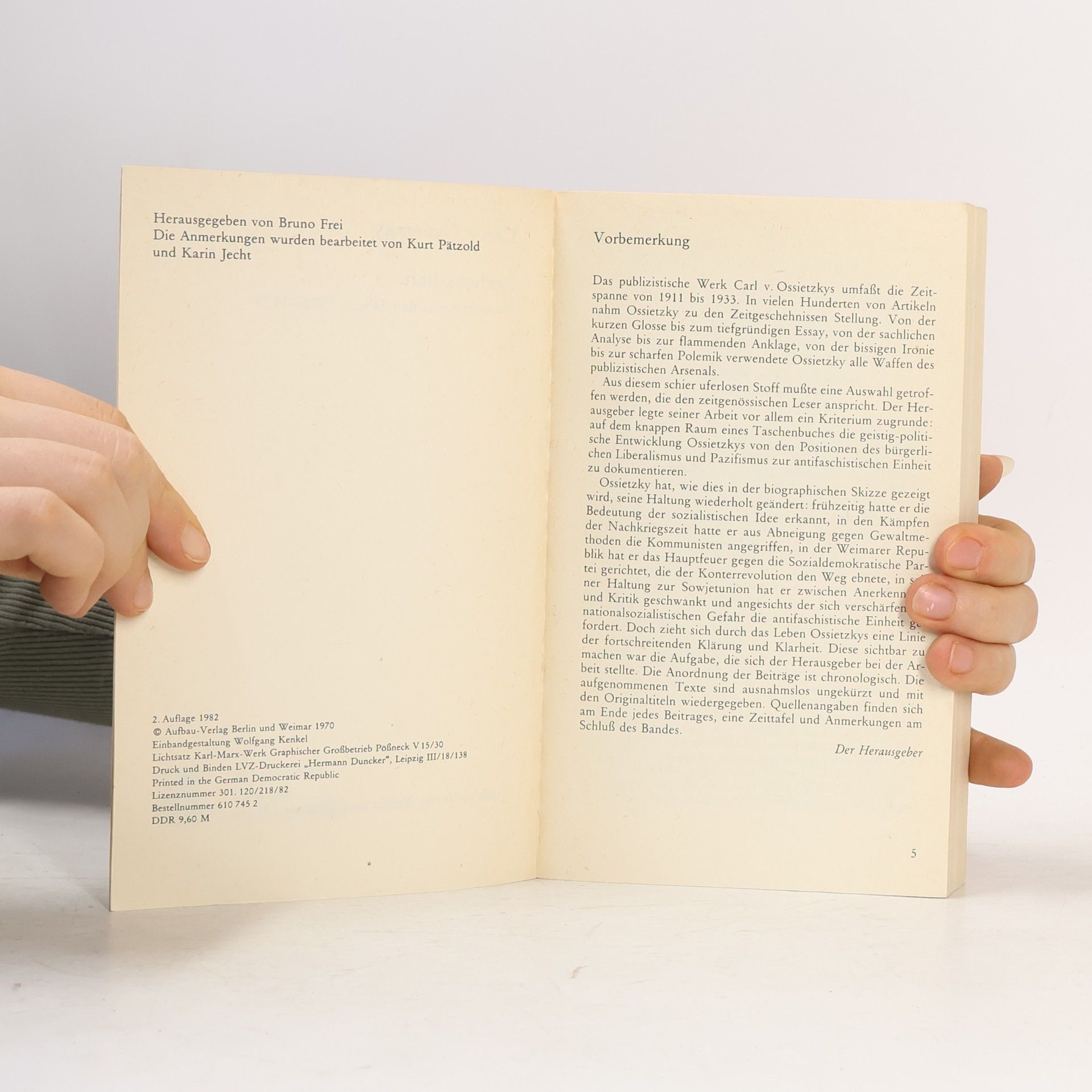 Carl von Ossietzky Rechenschaft. Publizistik aus den Jahren 1913-1933
