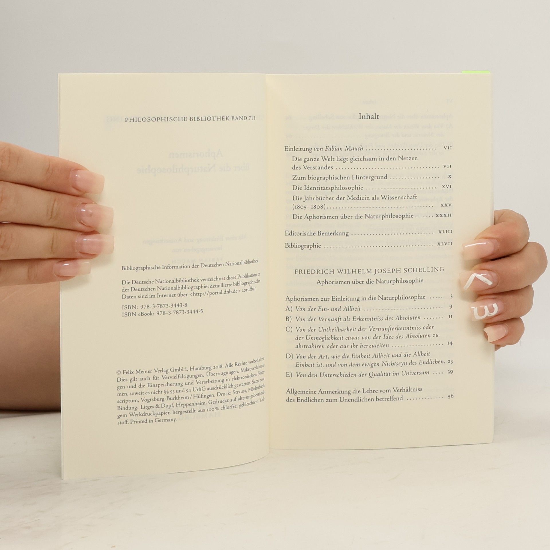 Fabian Mauch Philosophische Bibliothek - 713: Aphorismen über die Naturphilosophie
