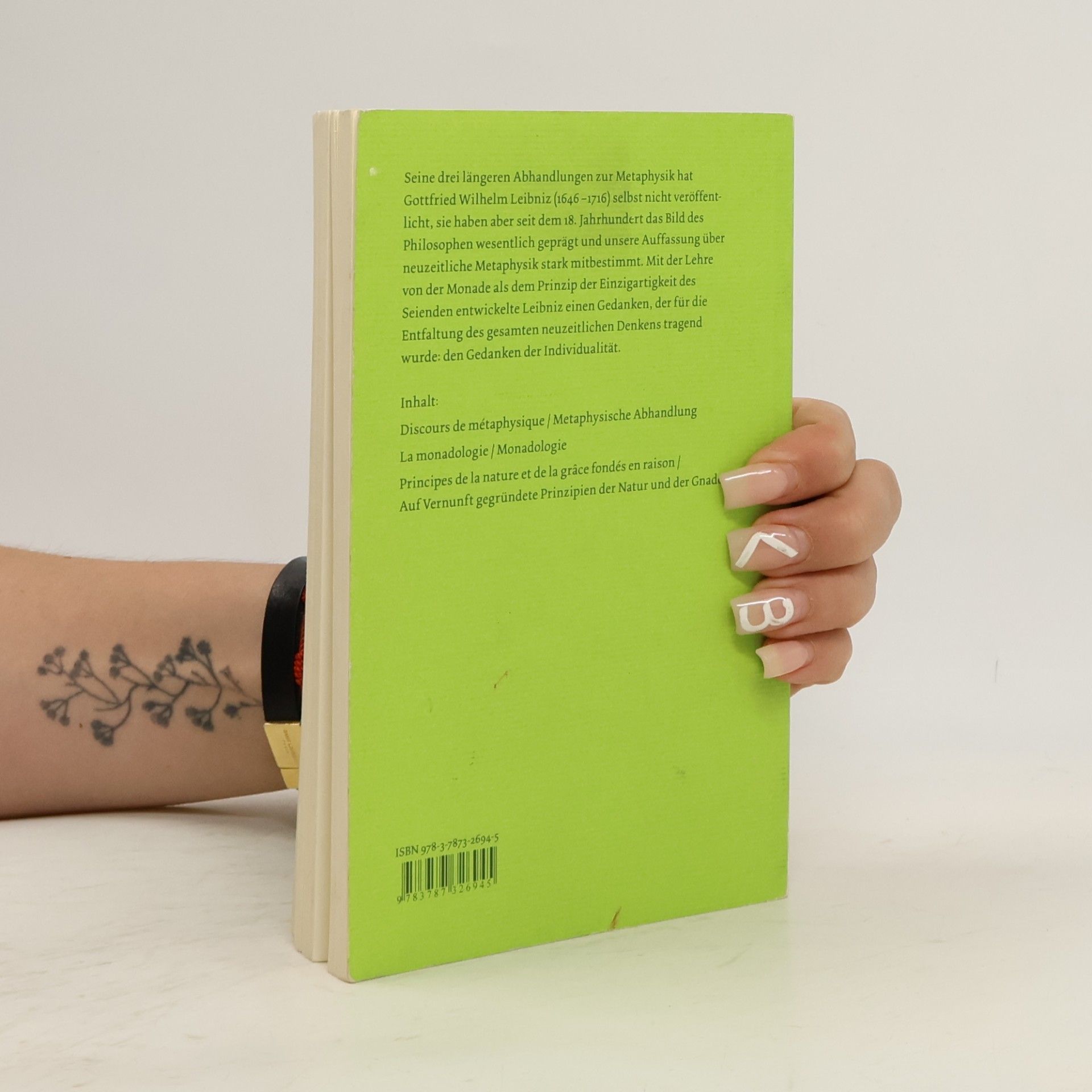 Gottfried Wilhelm Leibniz Philosophische Bibliothek: Monadologie und andere metaphysische Schriften