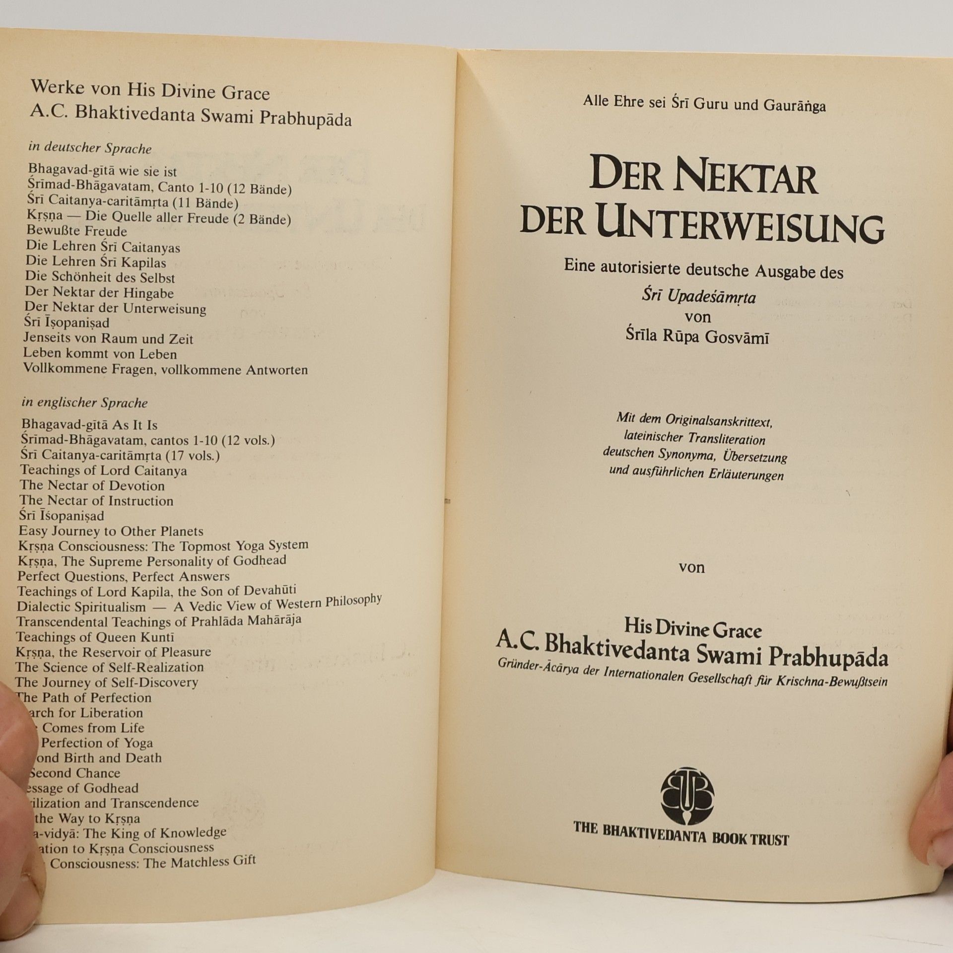Šrí Šrímad A. Č. Bhaktivédanta Swami Prabhupáda Der Nektar der Unterweisung