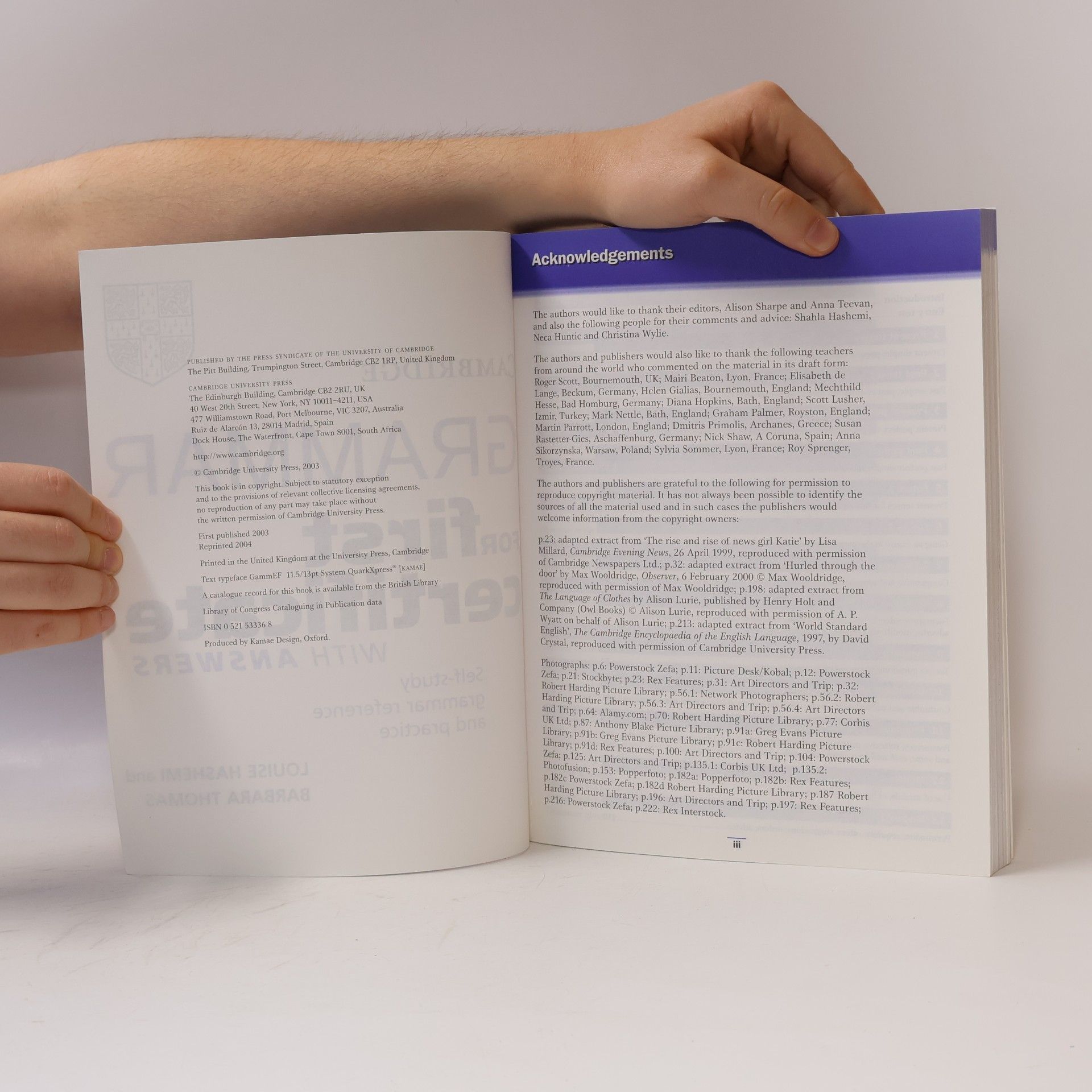 Louise Hashemi Cambridge Grammar for First Certificate With Answers
