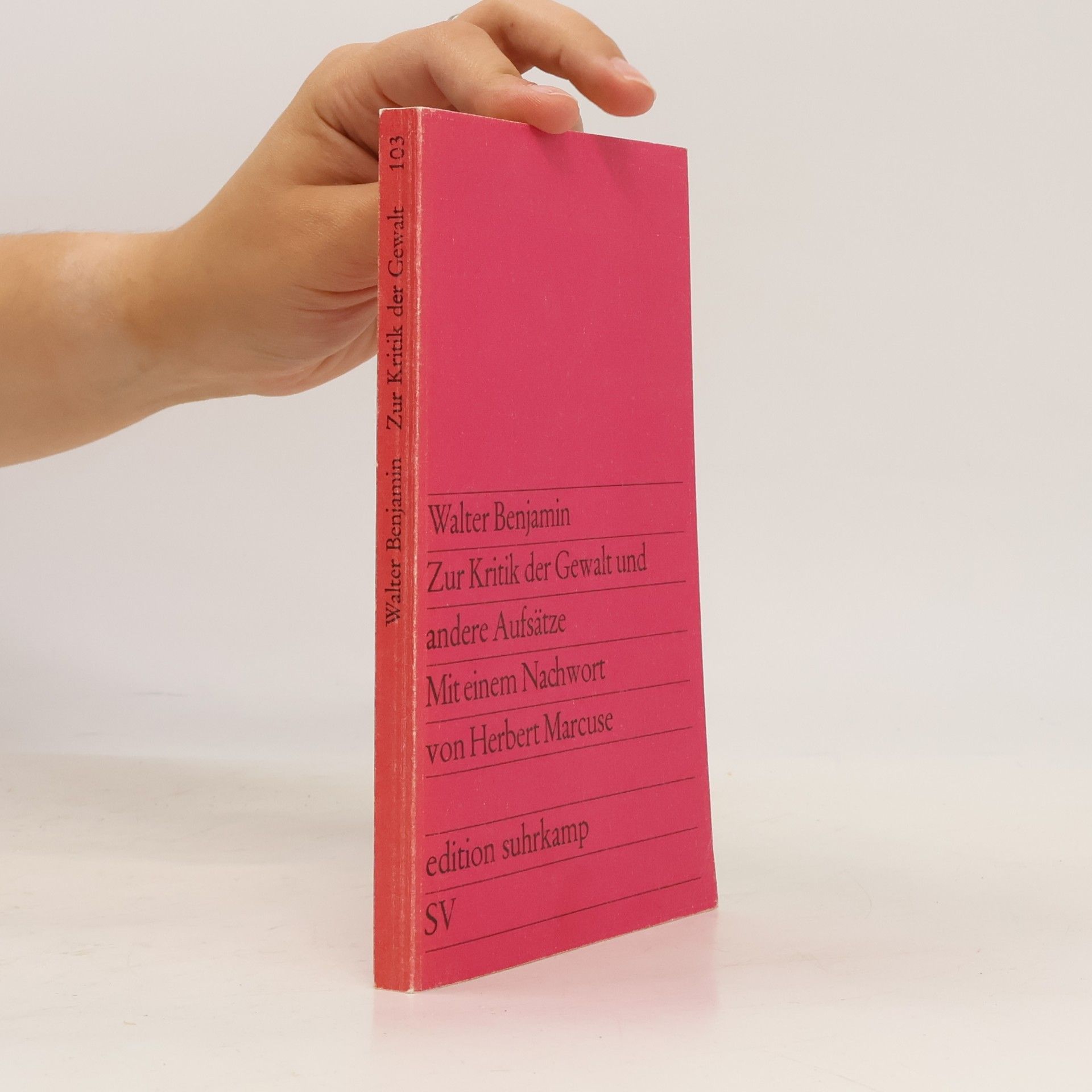 Walter Benjamin Zur Kritik der Gewalt und andere Aufsätze