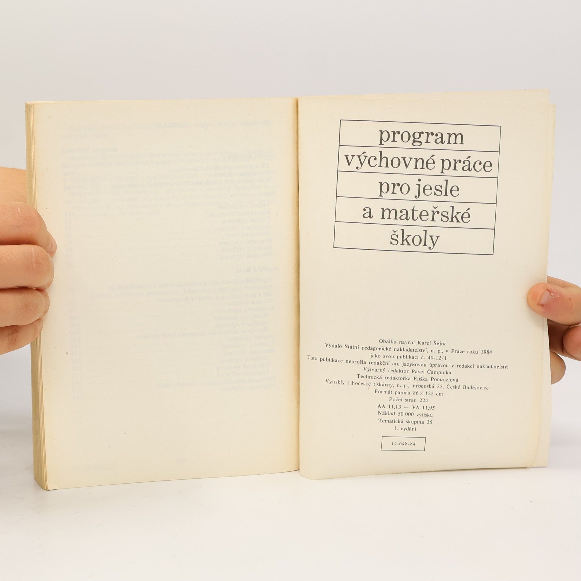 Various authors Program výchovné práce pro jesle a mateřské školy