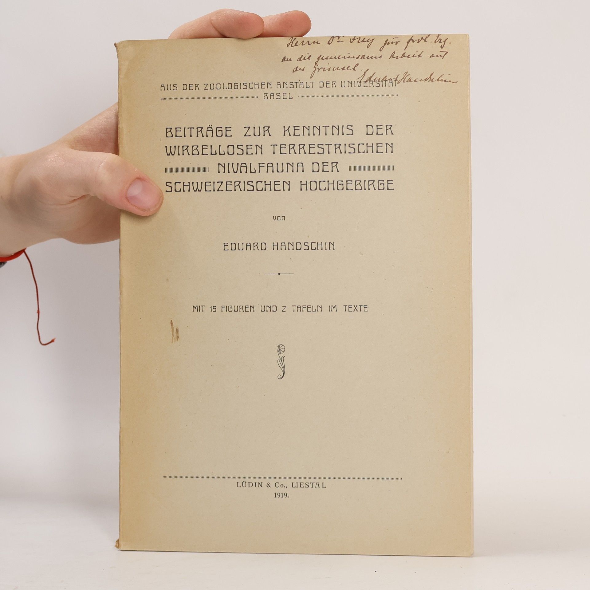 Eduard Handschin Beiträge zur Kenntnis der wirbellosen terrestrischen Nivalfauna der schweizerischen Hochgebirge