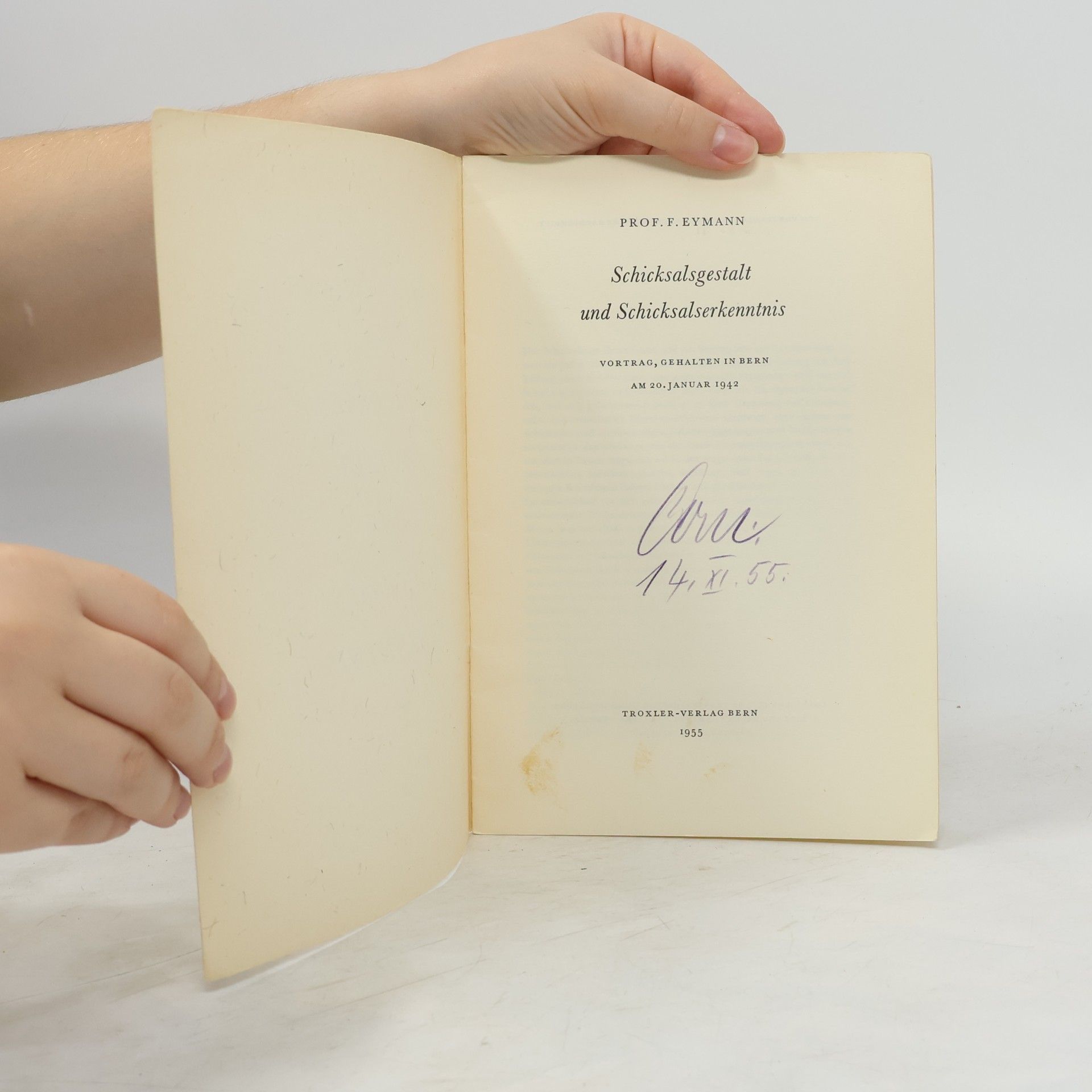 Friedrich Eymann Schicksalsgestalt und Schicksalserkenntnis