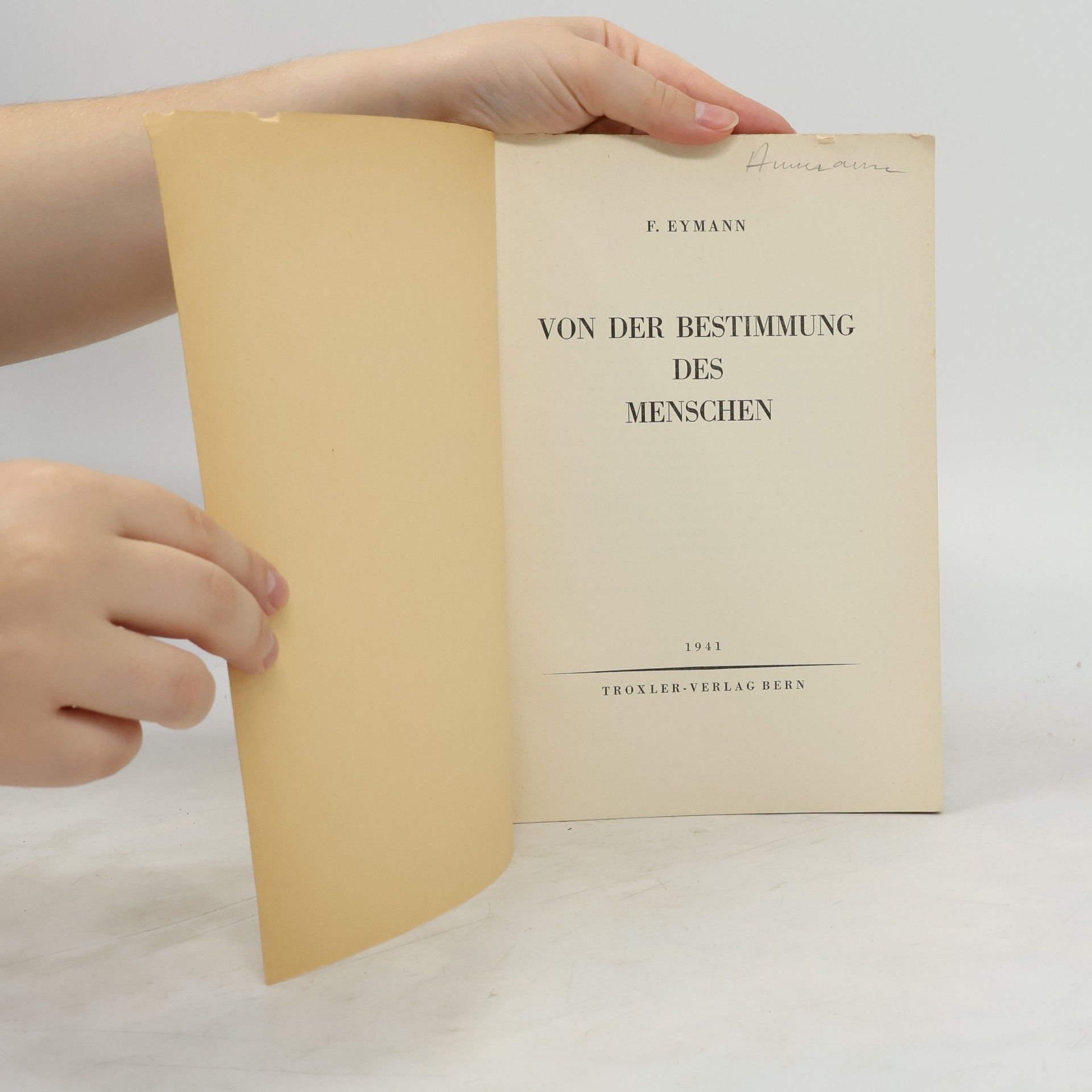 F. Eymann Von der Bestimmung des Menschen