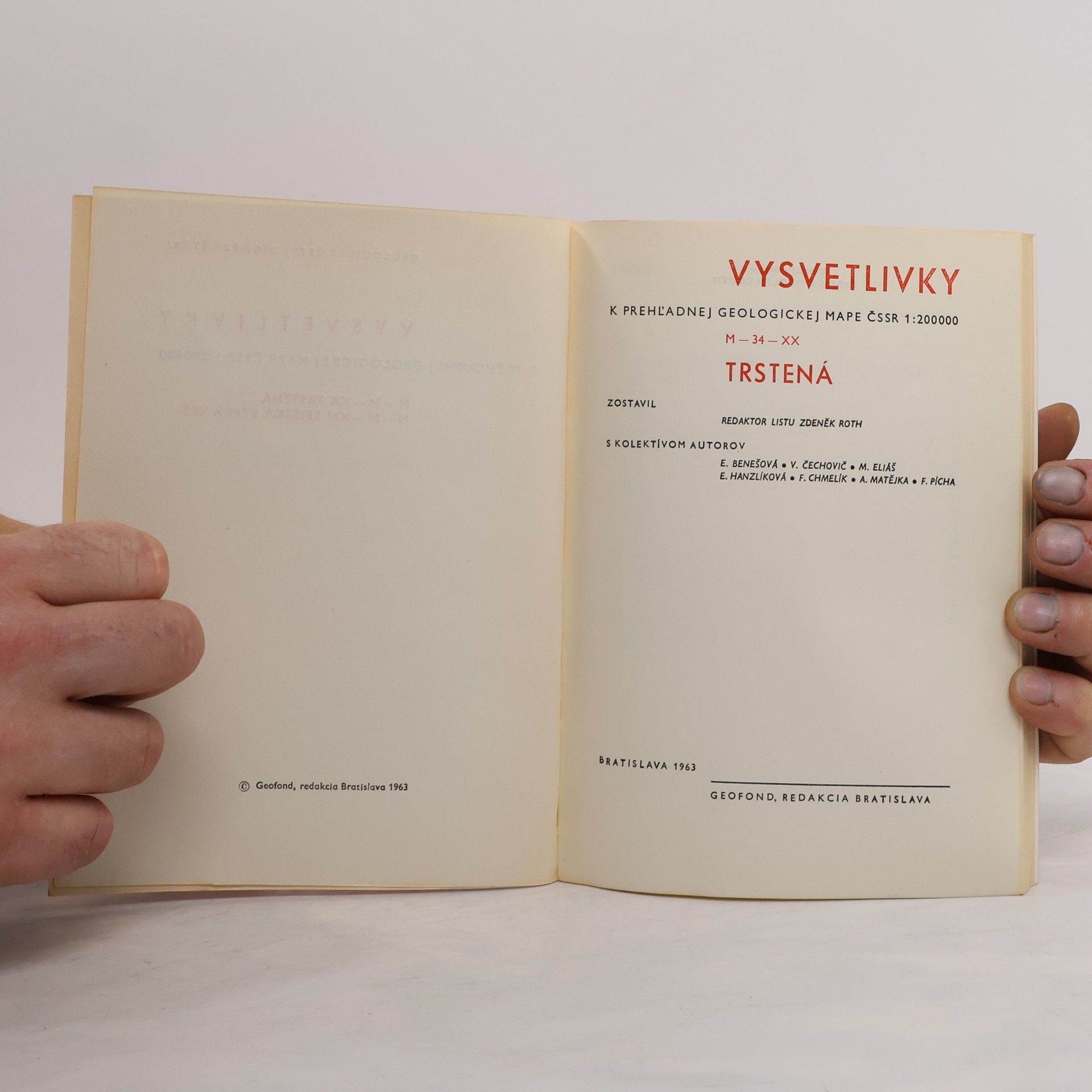Zdeněk Roth Vysvetlivky k prehľadnej geologickej mape ČSSR 1:200 000