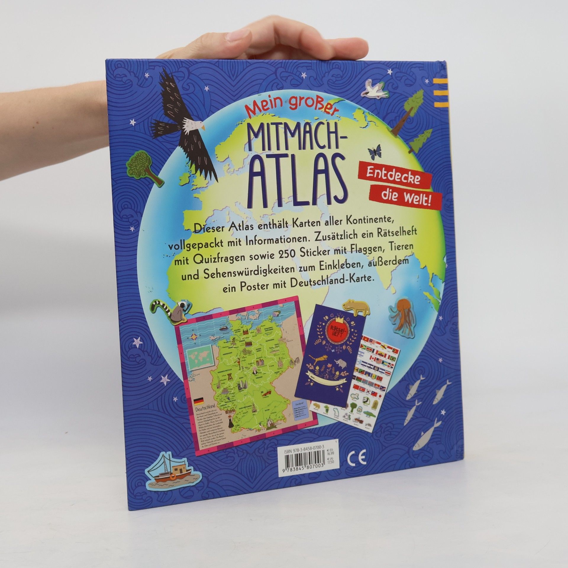 Jenny Slater Mein großer Mitmach-Atlas: Mit 250 Stickern, Rätselheft und Deutschland-Poster