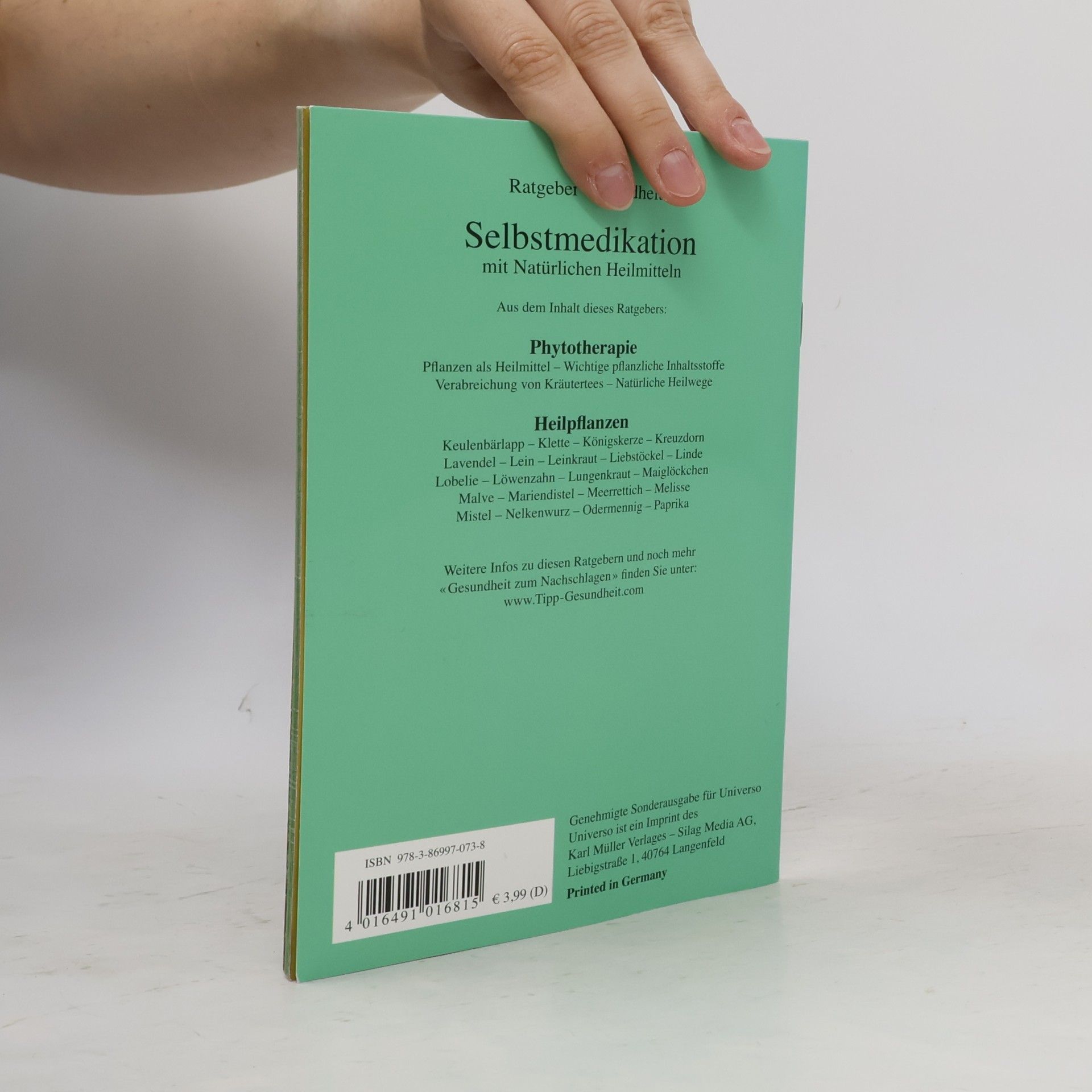 Johannes Petrus Schade Selbstmedikation mit natürlichen Heilmitteln: Akne, Appetitlosigkeit, Darmkoliken, Drüsenschwellung, Ekzem, Fisteln, Furunkel, Geschwüre, Gicht, Gürtelrose, Leberstörungen, Nervenschmerzen, Regelbeschwerden, Rheumatismus, Schleimhautirritation, Wassersucht