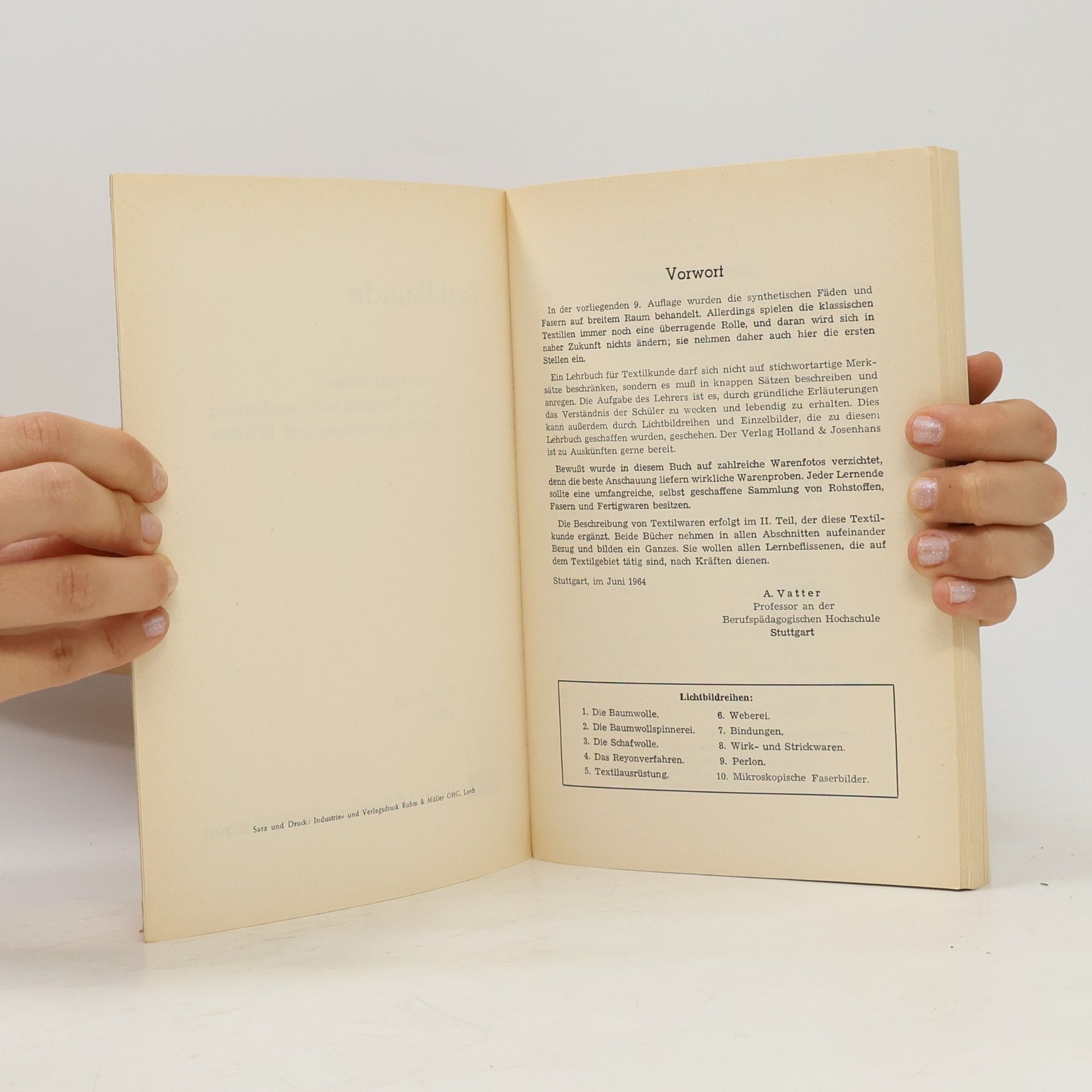 Arnold Vatter Textilkunde I