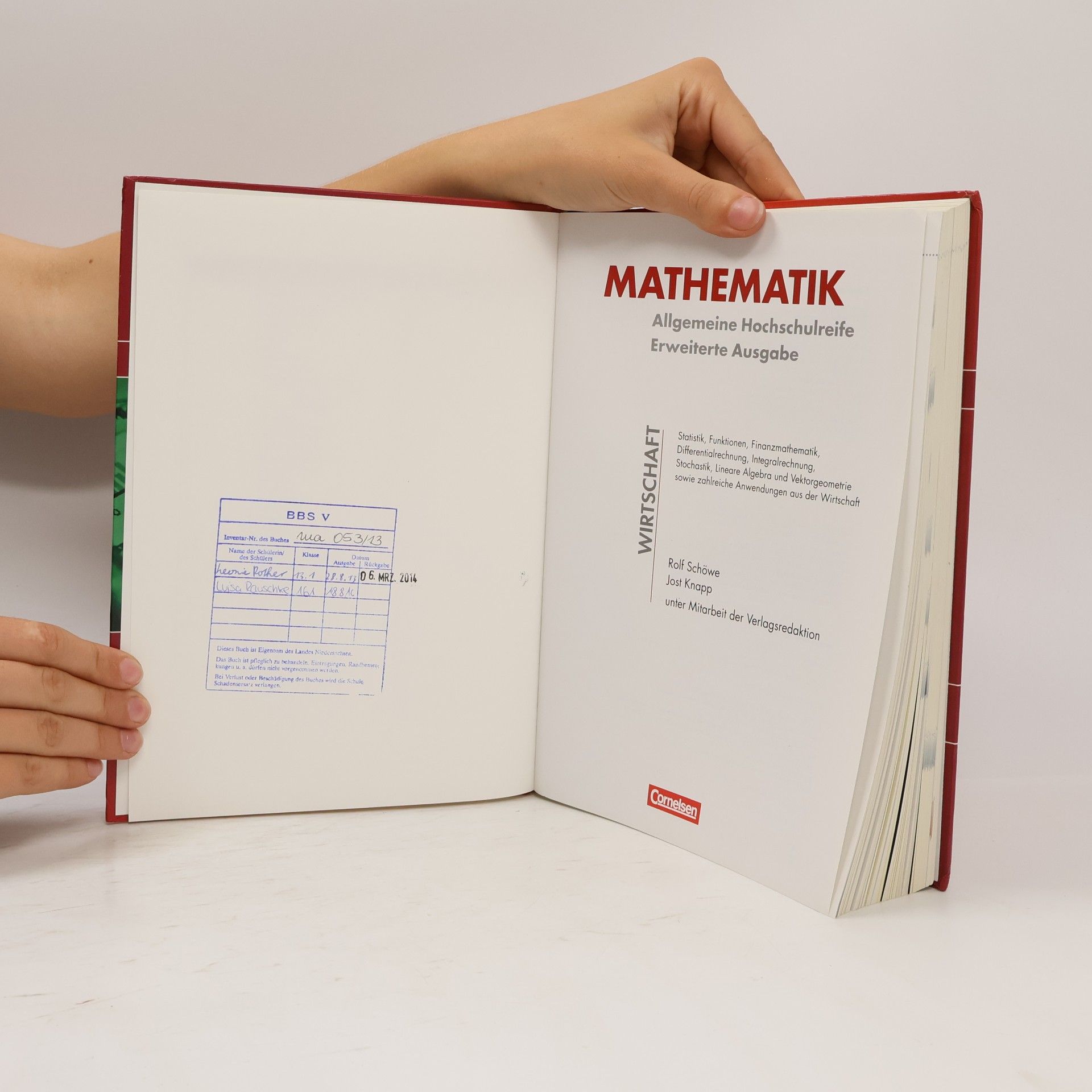 Rolf Schöwe Mathematik allgemeine Hochschulreife kaufmännisch-wirtschaftliche Richtung erweiterte Ausgabe Schülerbuch
