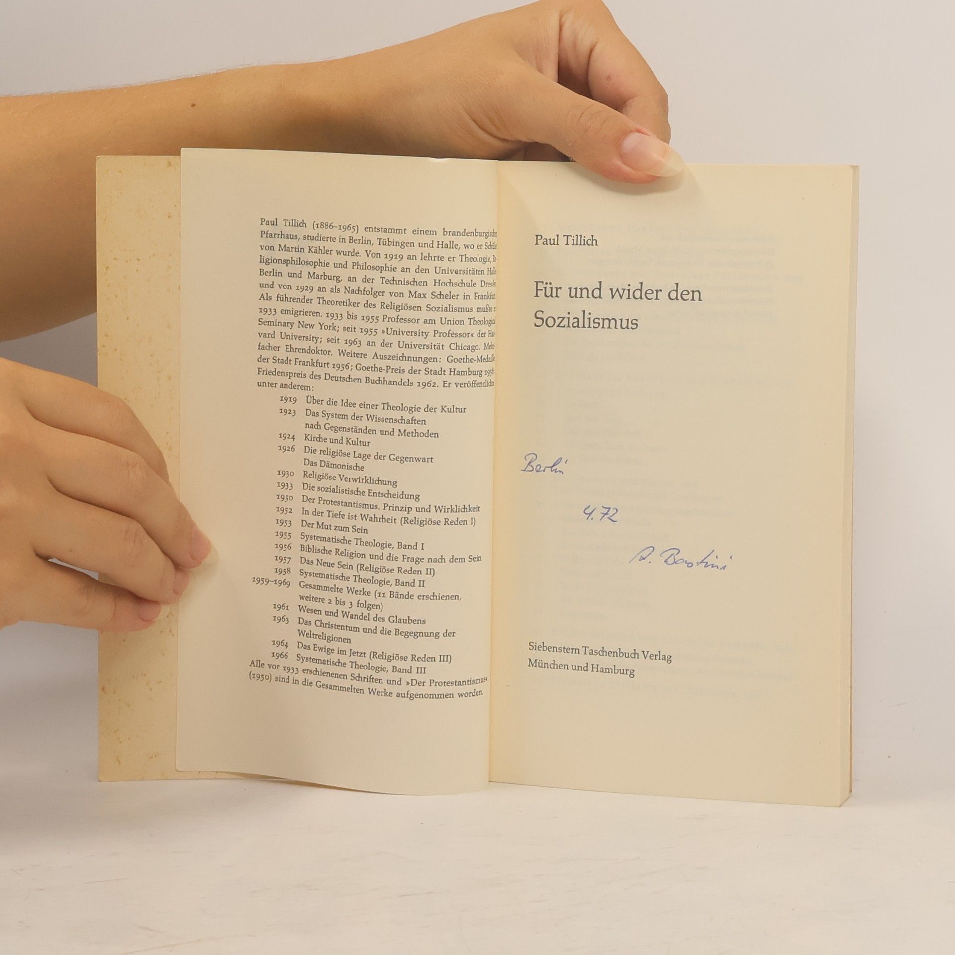 Paul Tillich Für und wider den Sozialismus