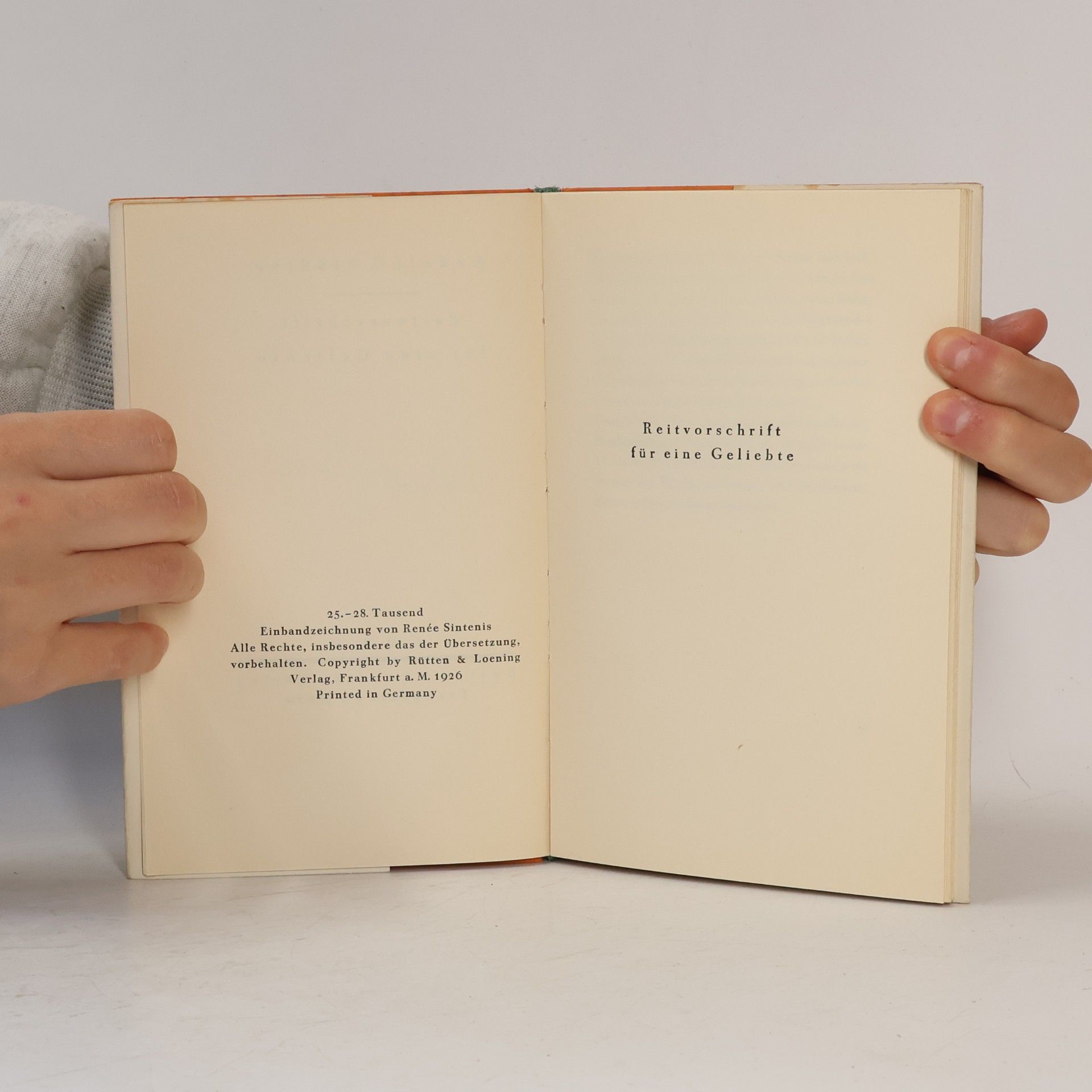 Rudolf Georg Binding Reivorschrift für eine geliebte