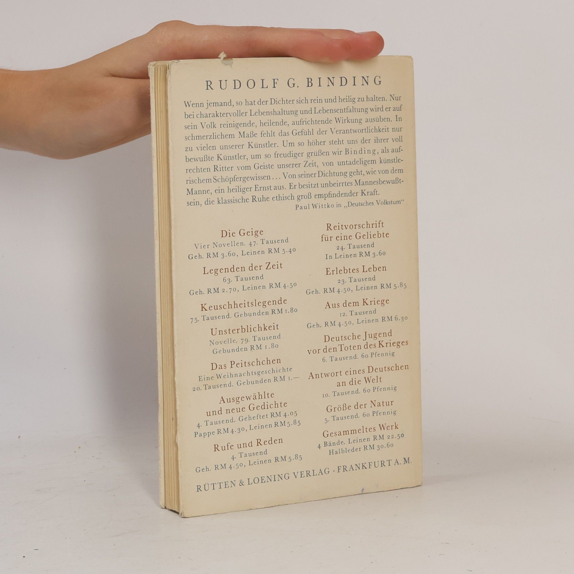 Rudolf G. Binding Die spiegel Gesprache
