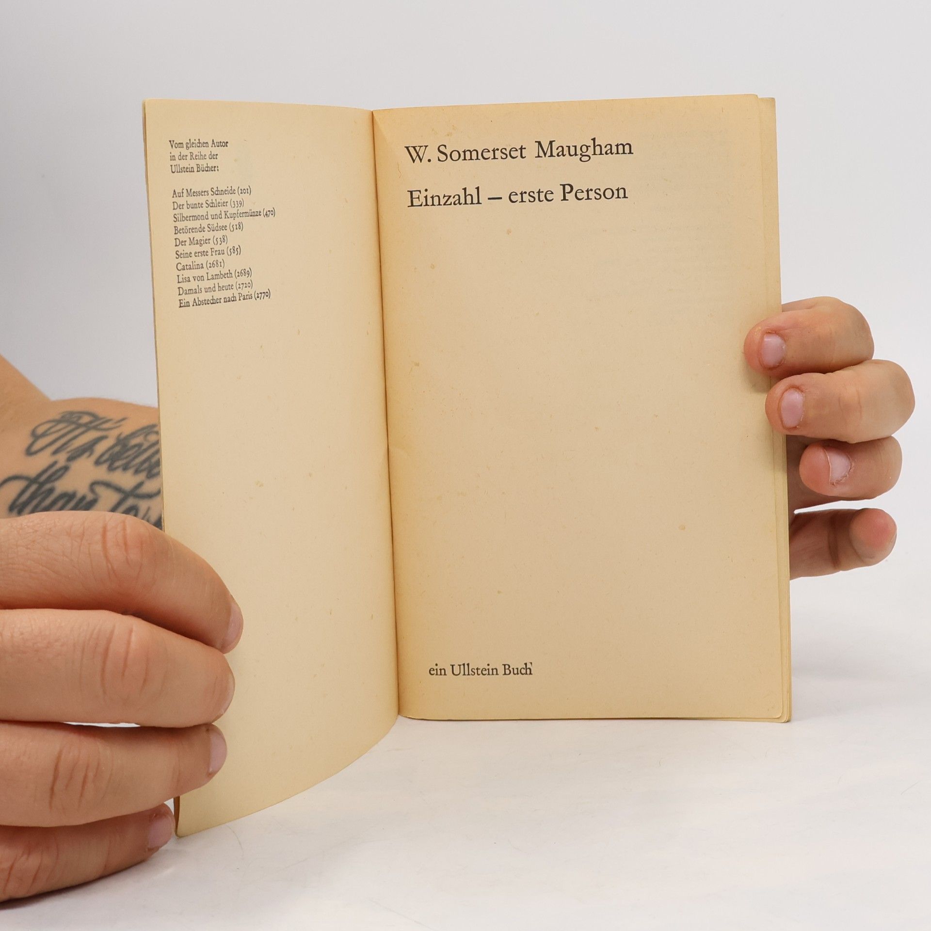 William Somerset Maugham Einzahl, erste Person.