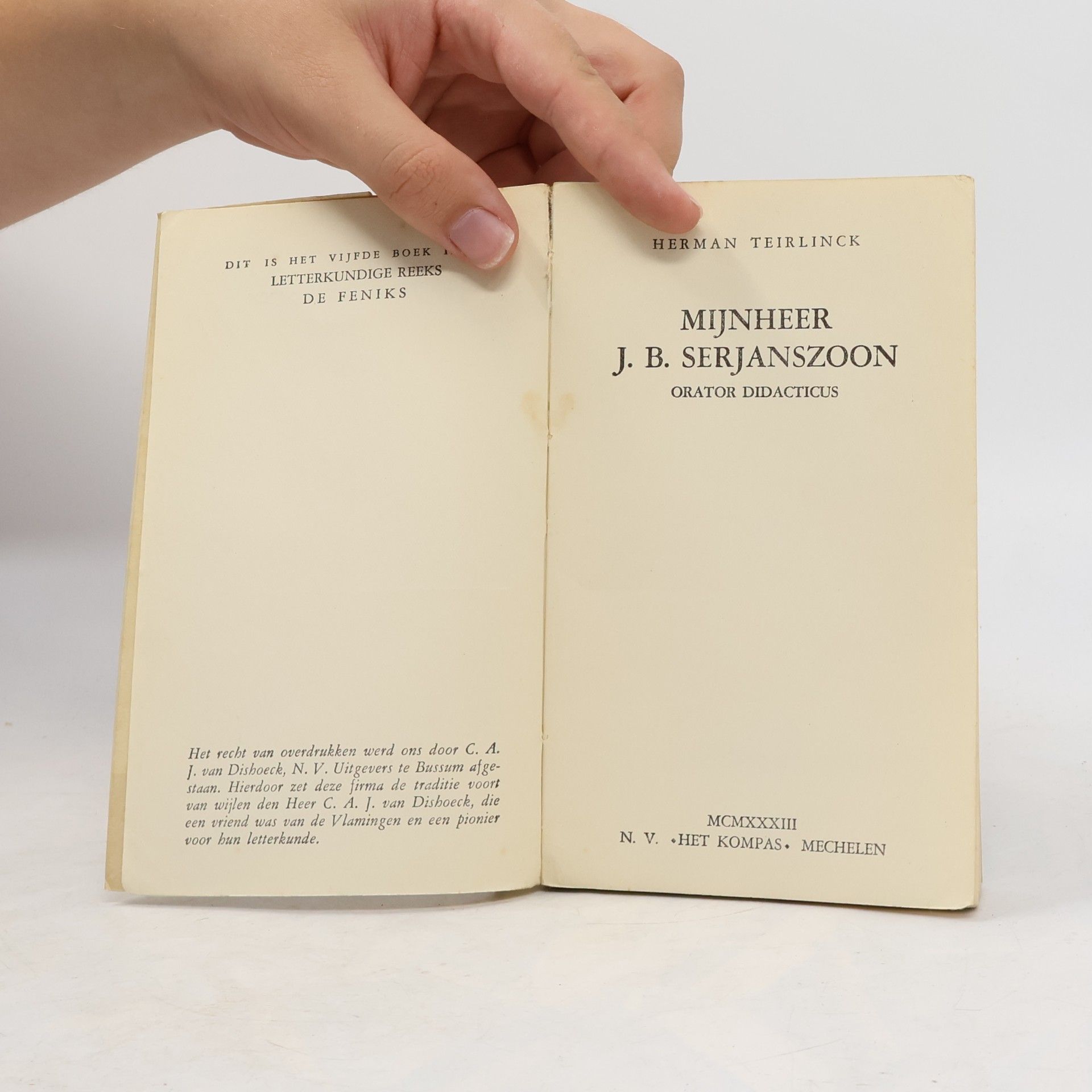 Teirlinck Herman Mijnheer J. B. Serjanszoon