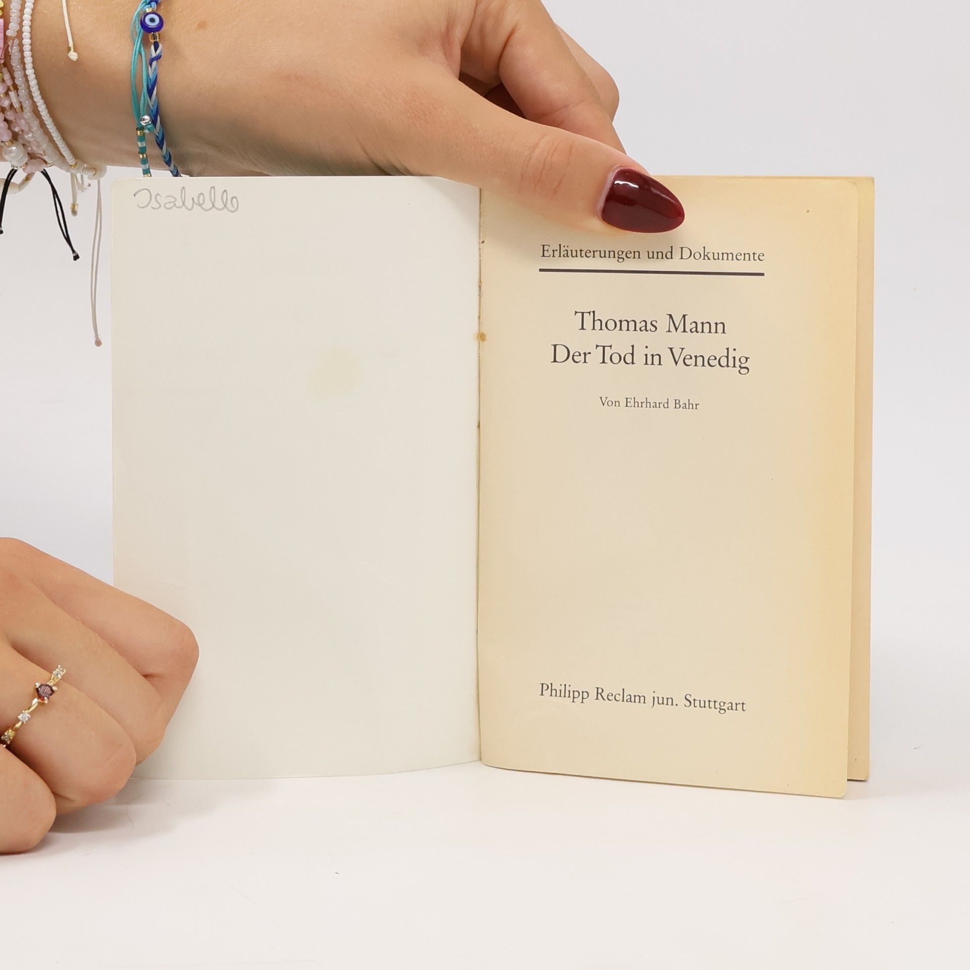 Ehrhard Bahr Thomas Mann, Der Tod in Venedig