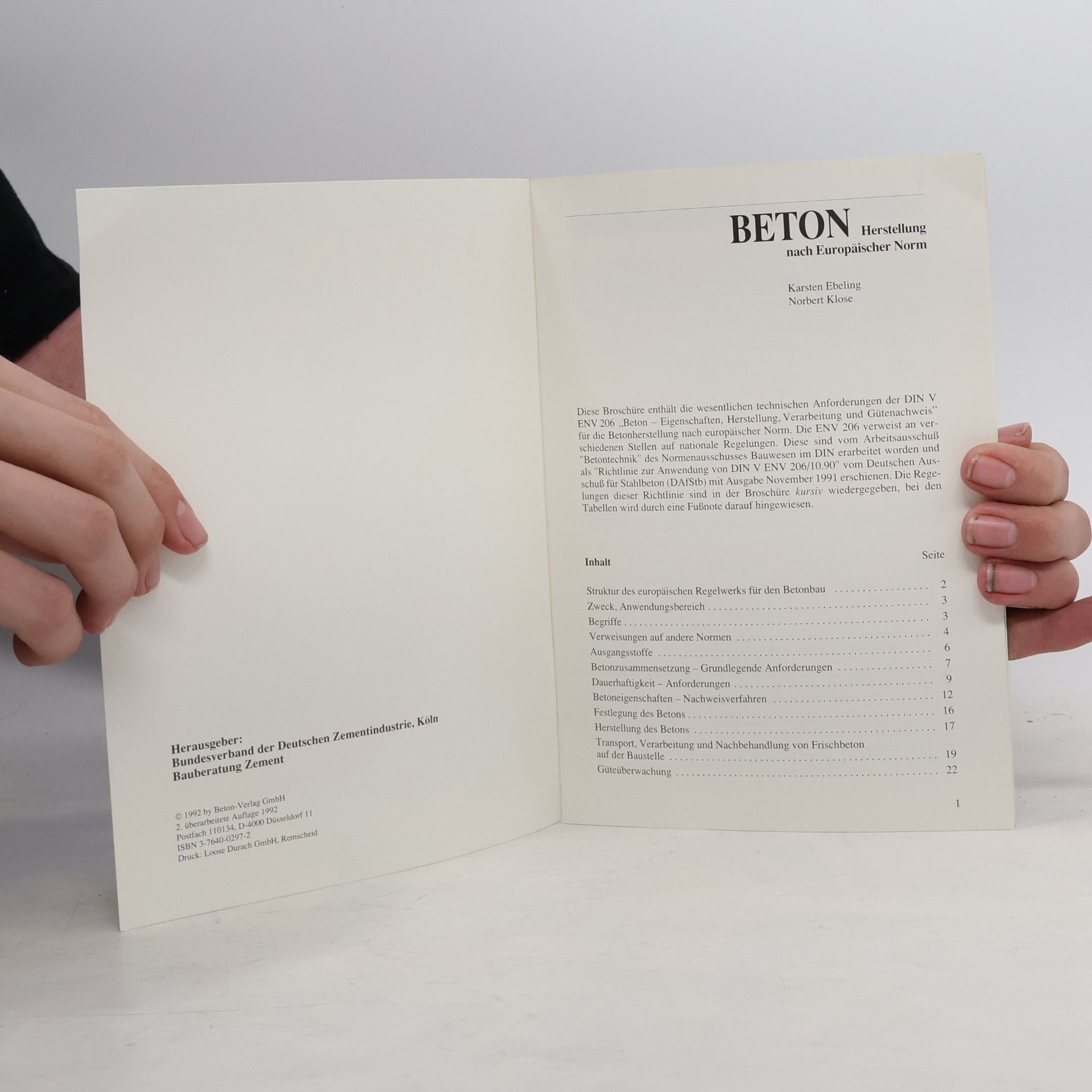 Beton. Herstellung nach Europäischer Norm