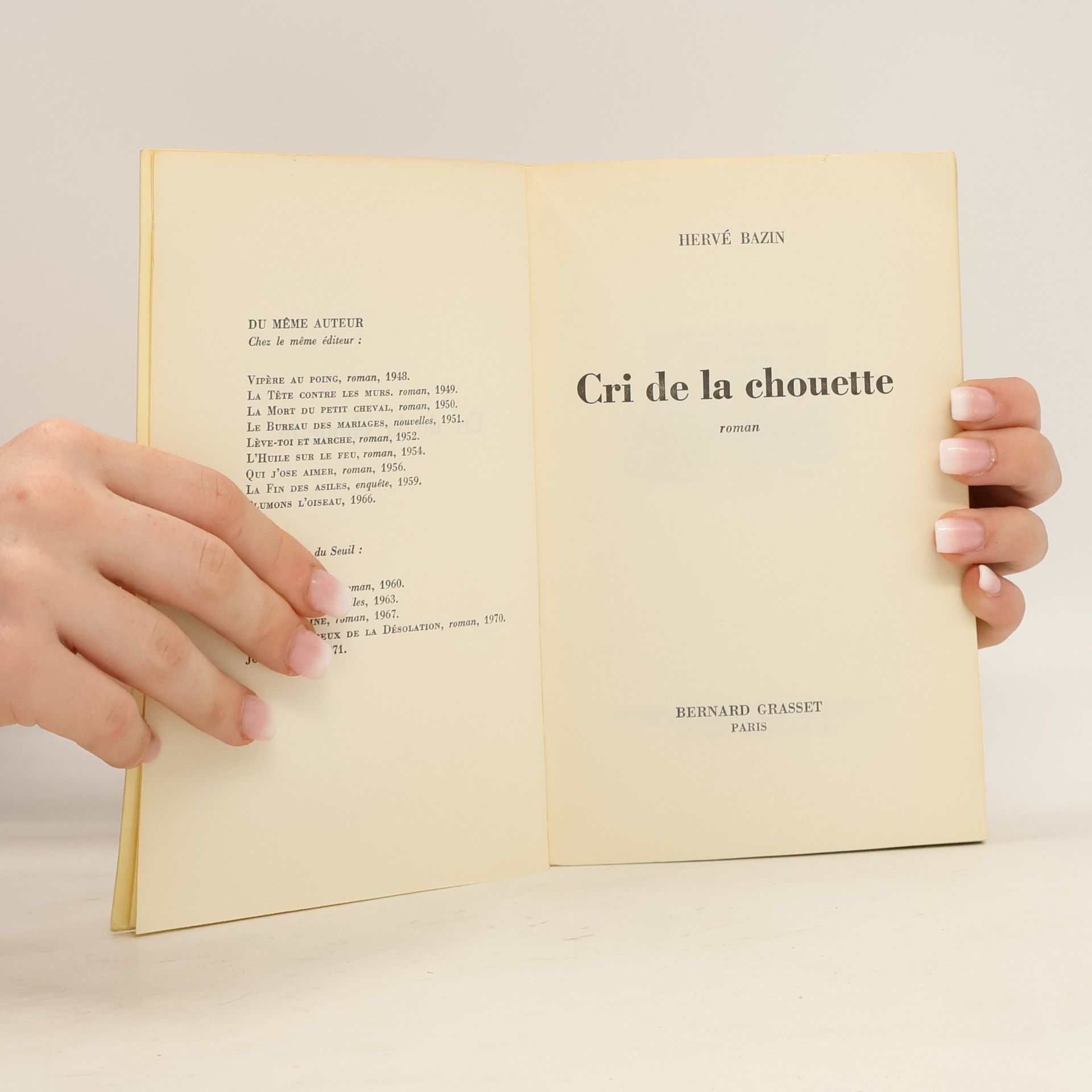 Hervé Bazin Cri de la chouette