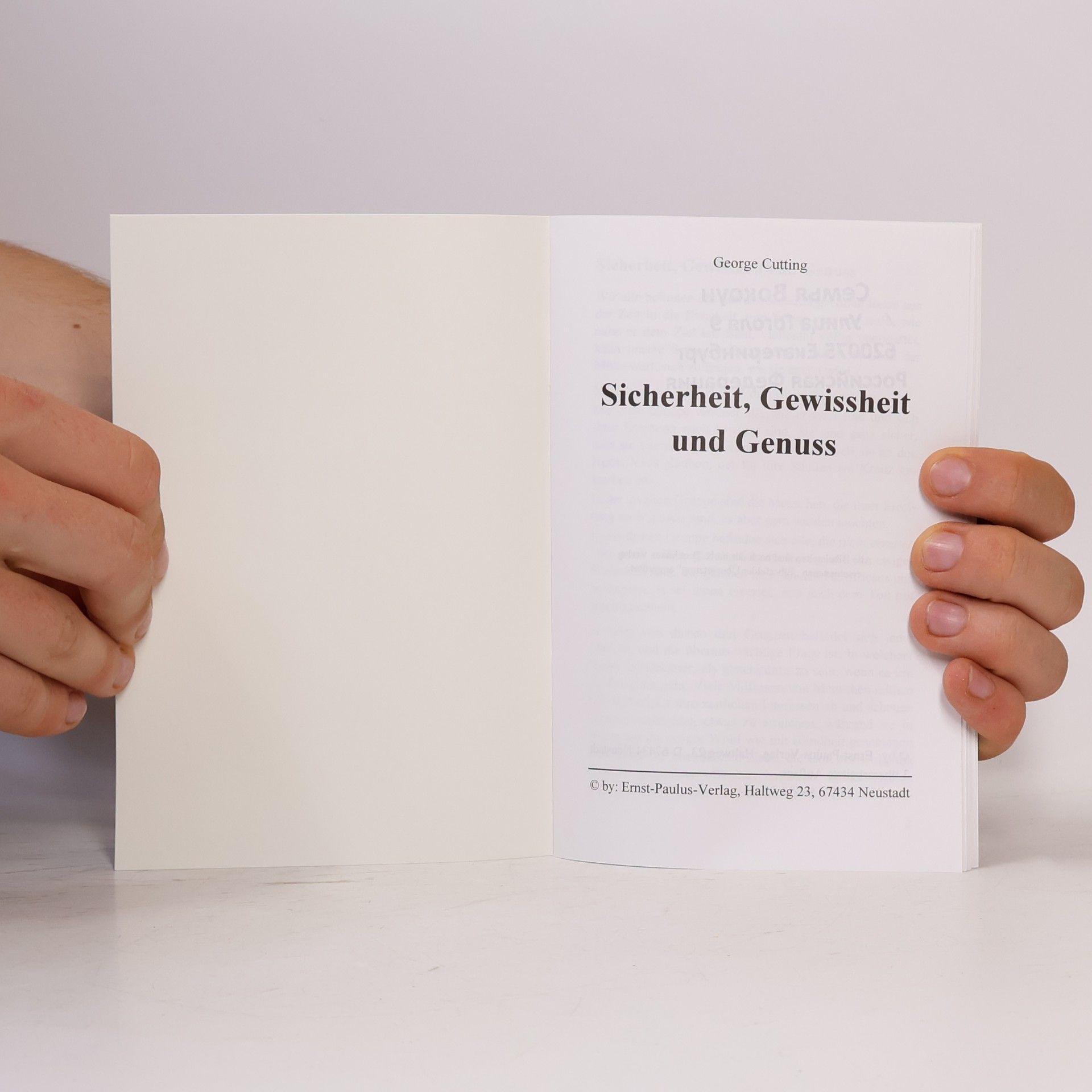 George Cutting Sicherheit, Gewissheit und Genuss