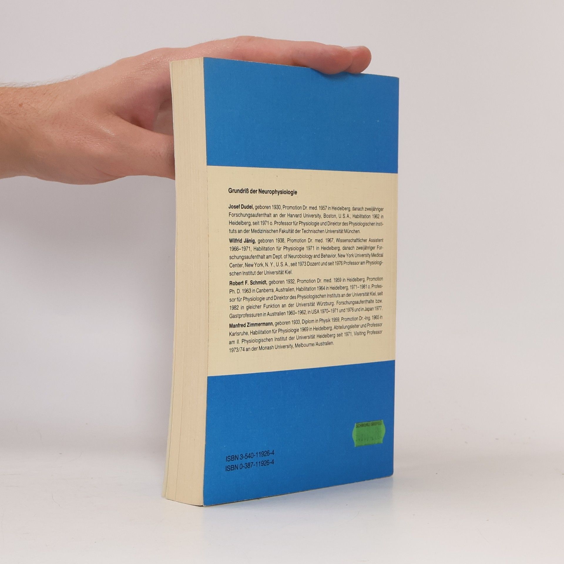 Josef Dudel Heidelberger Taschenbuch Basistext Medizin Psychologie: Grundriß der Neurophysiologie
