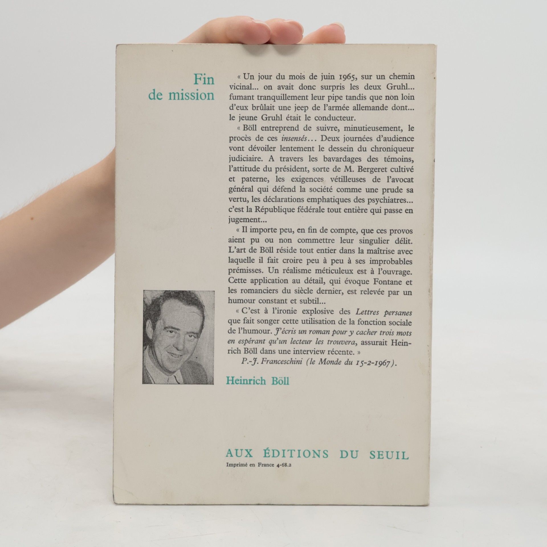 Heinrich Böll Fin de mission
