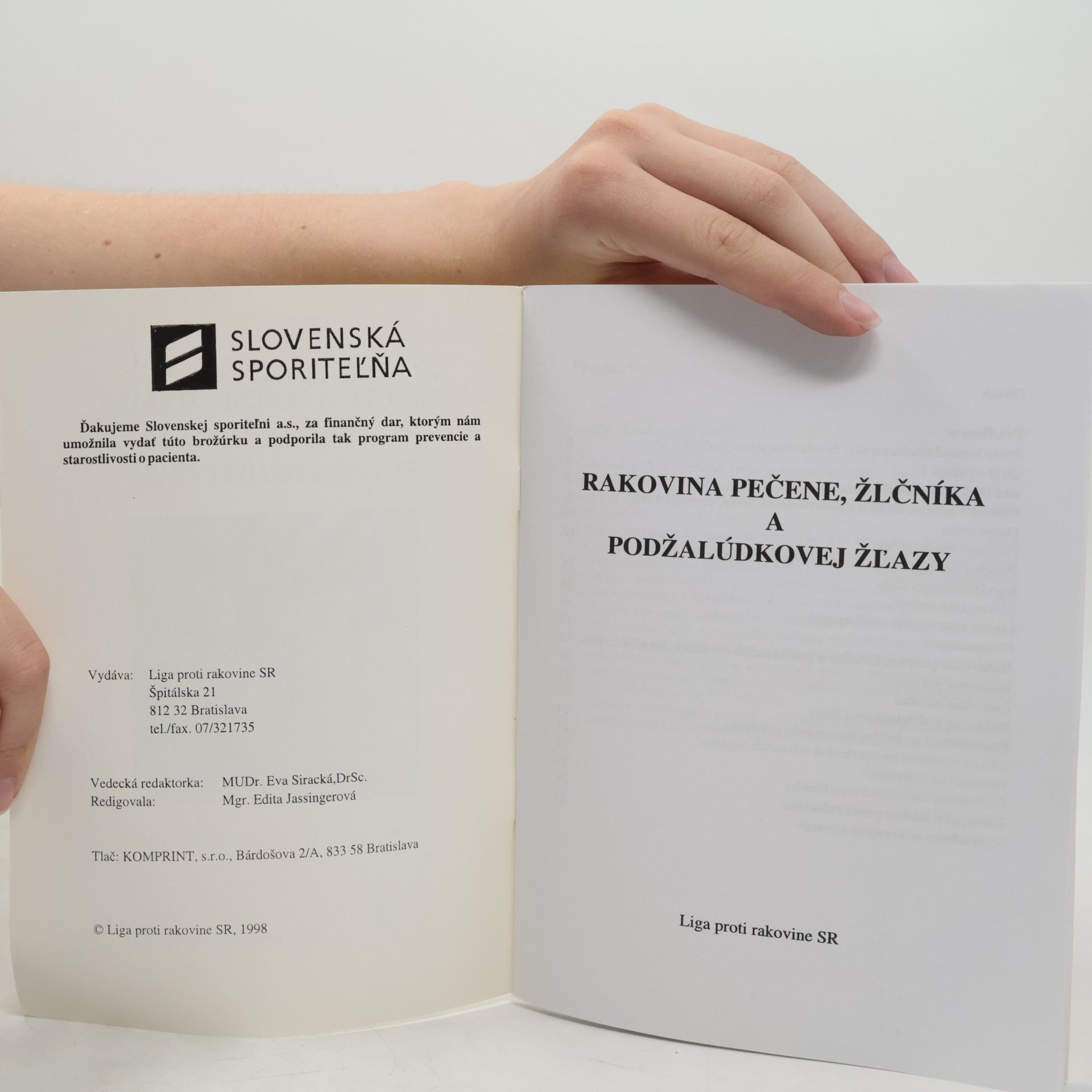 Eva Siracká Rakovina pečene, žlčníka a podžalúdkovej žl'azy