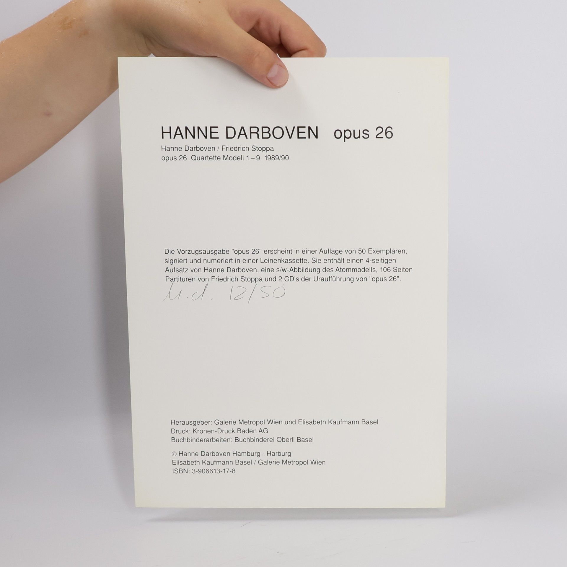 Hanne Darboven Opus 26: Quartette, Modell 1-9