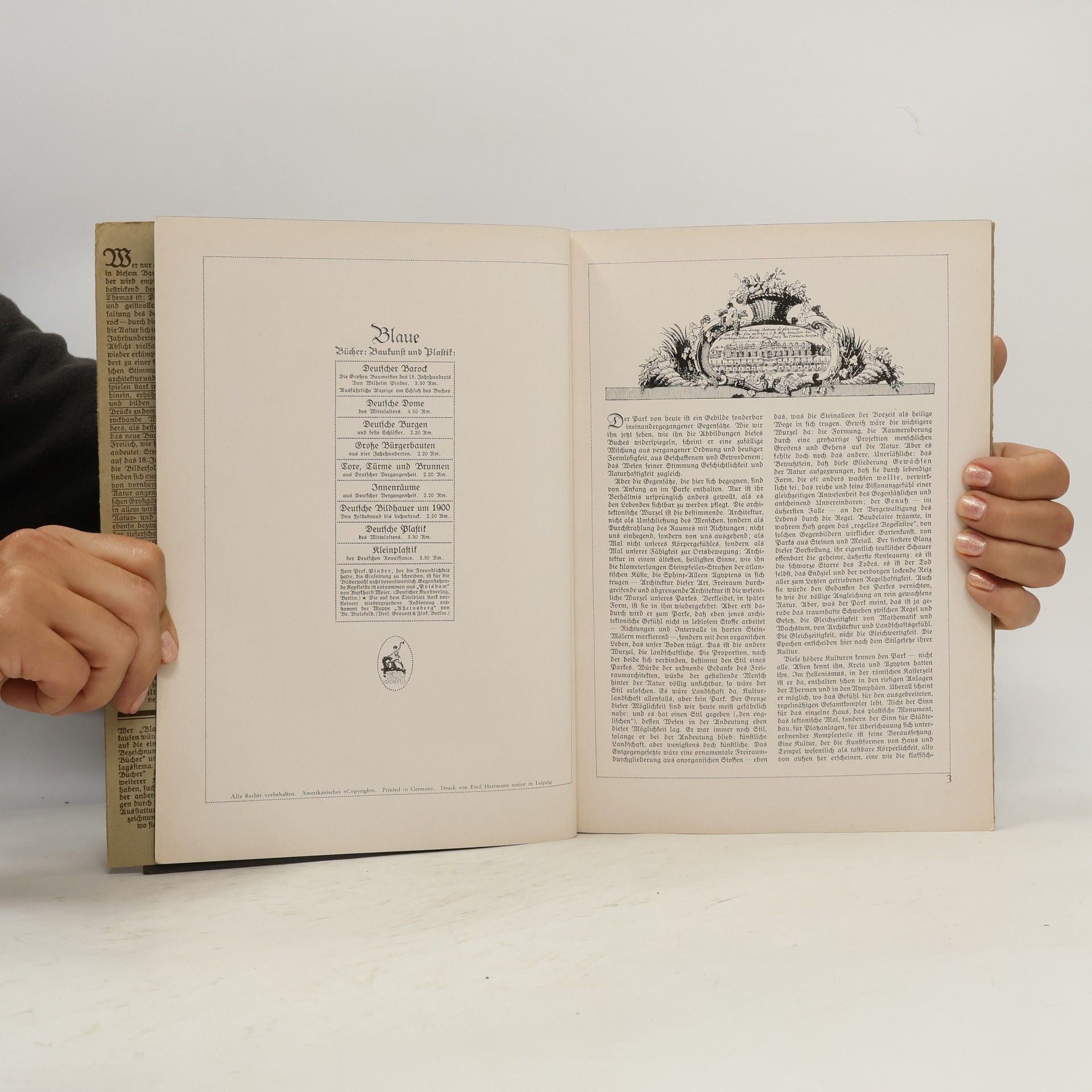 Wilhelm Pinder Der deutsche Park vornehmlich des 18. Jahrhunderts