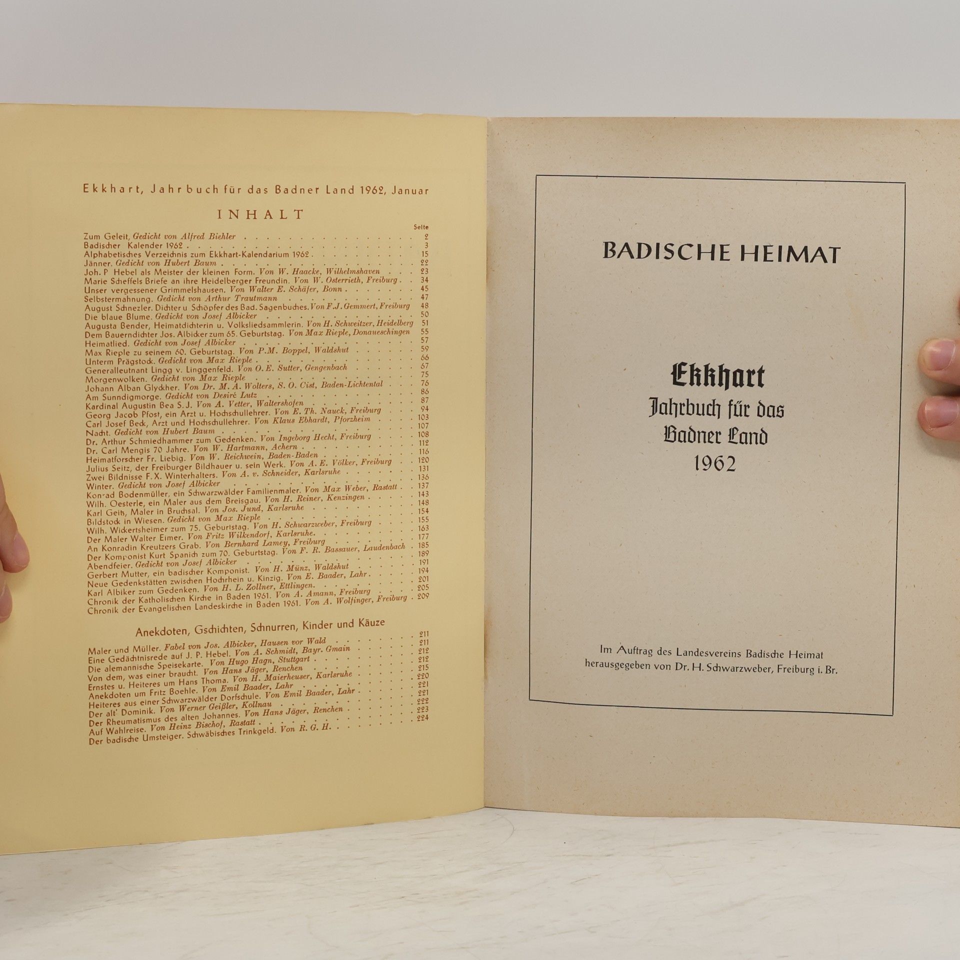 kolektiv Ekkhart. Jahrbuch für das Badnerland 1962