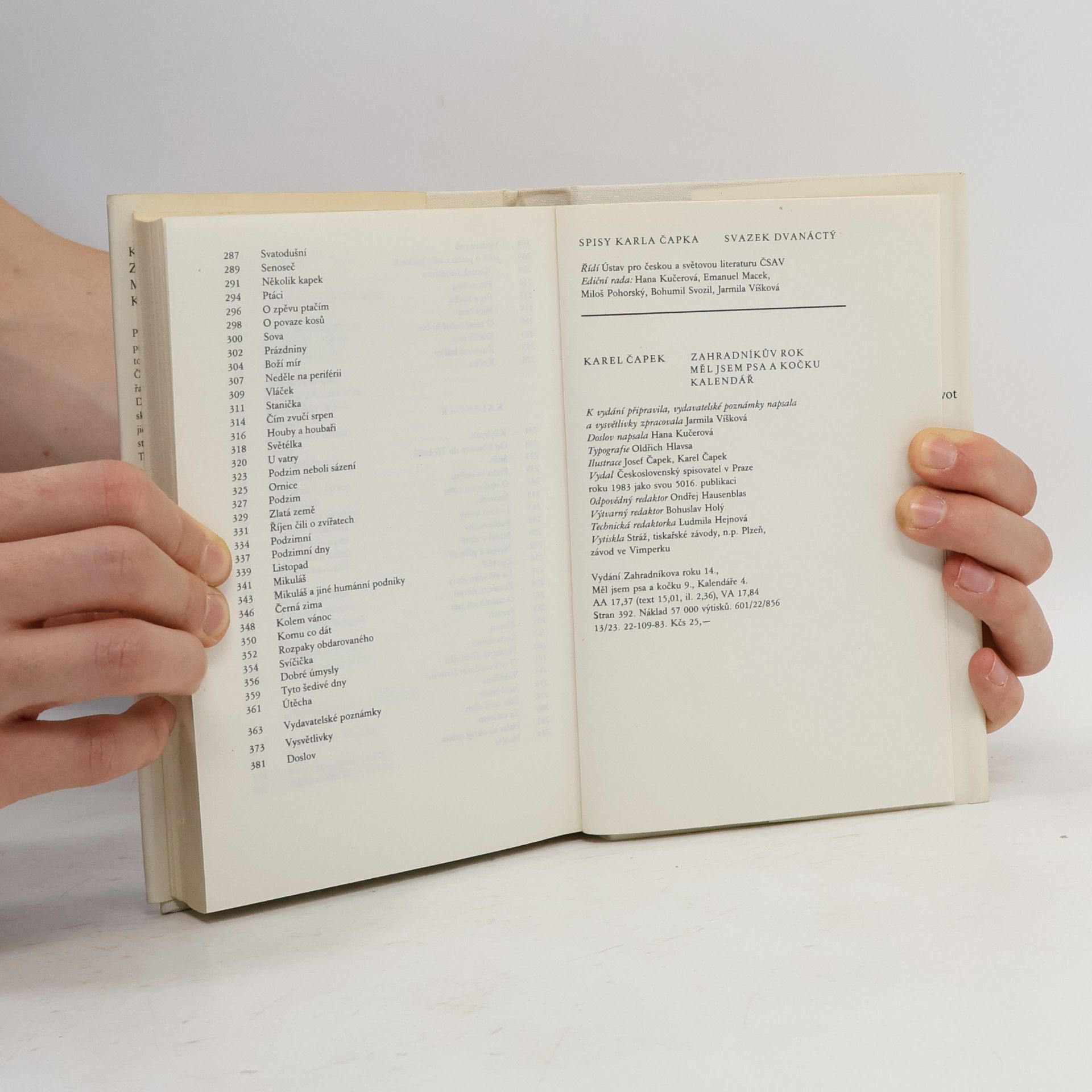 Karel Čapek Spisy XII. Zahradníkův rok. Měl jsem psa a kočku. Kalendář