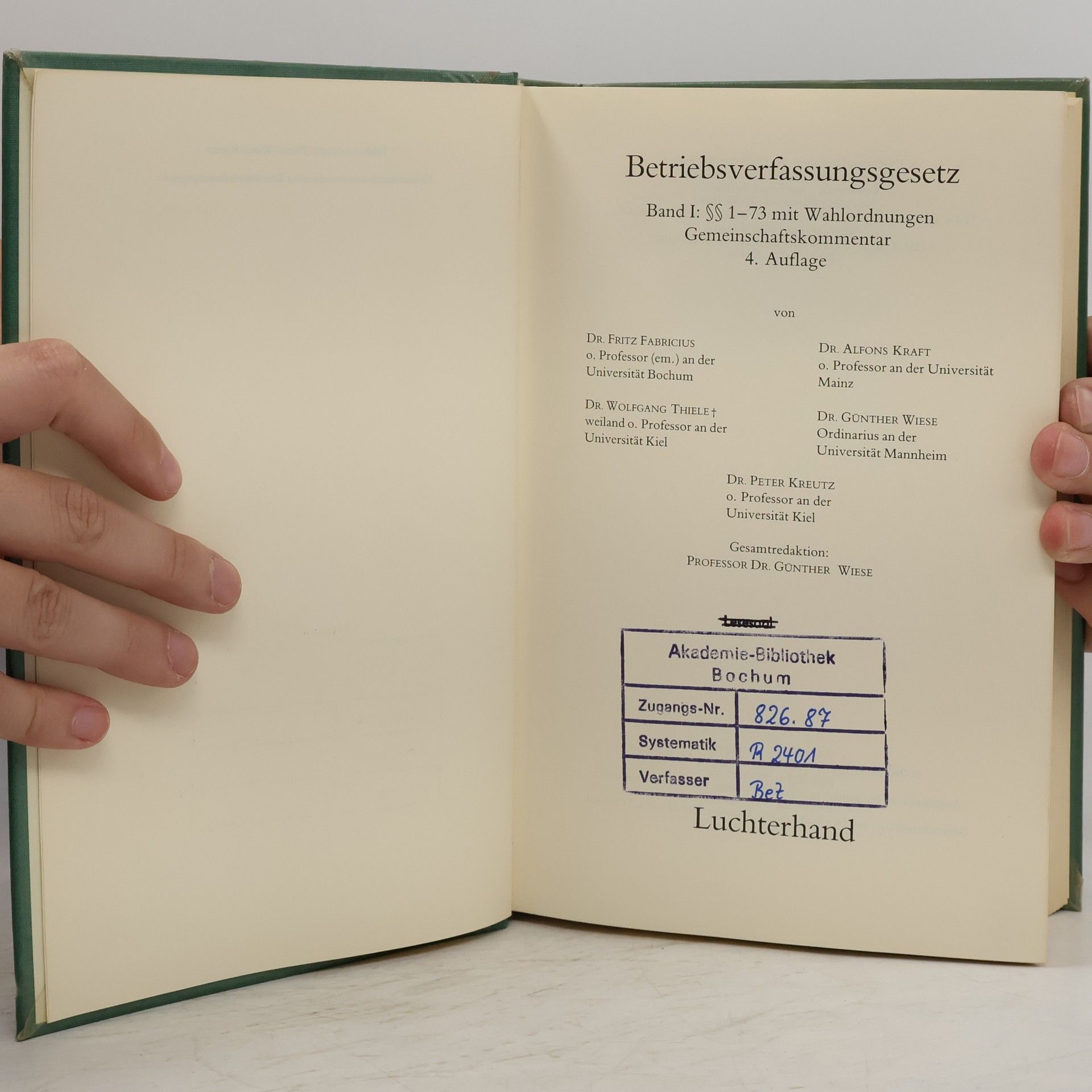 Fabricius Gemeinschaftskommentar zum Betriebsverfassungsgesetz