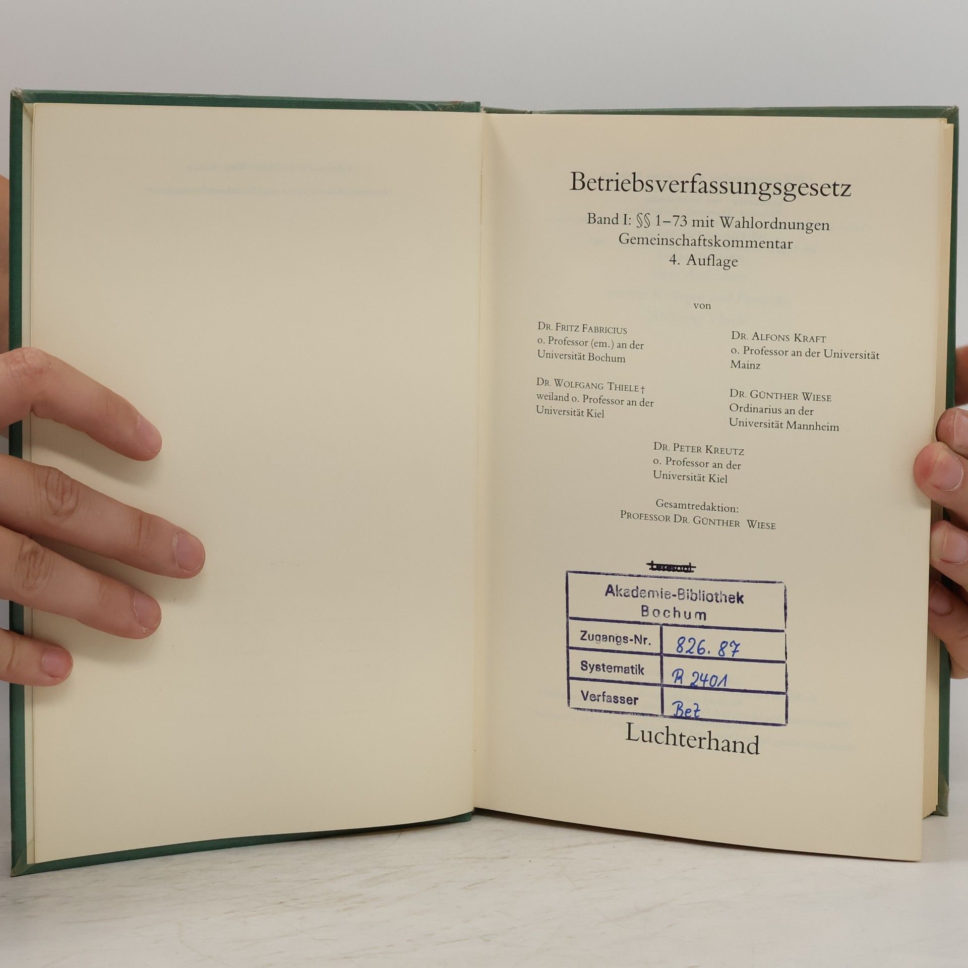Fabricius Gemeinschaftskommentar zum Betriebsverfassungsgesetz