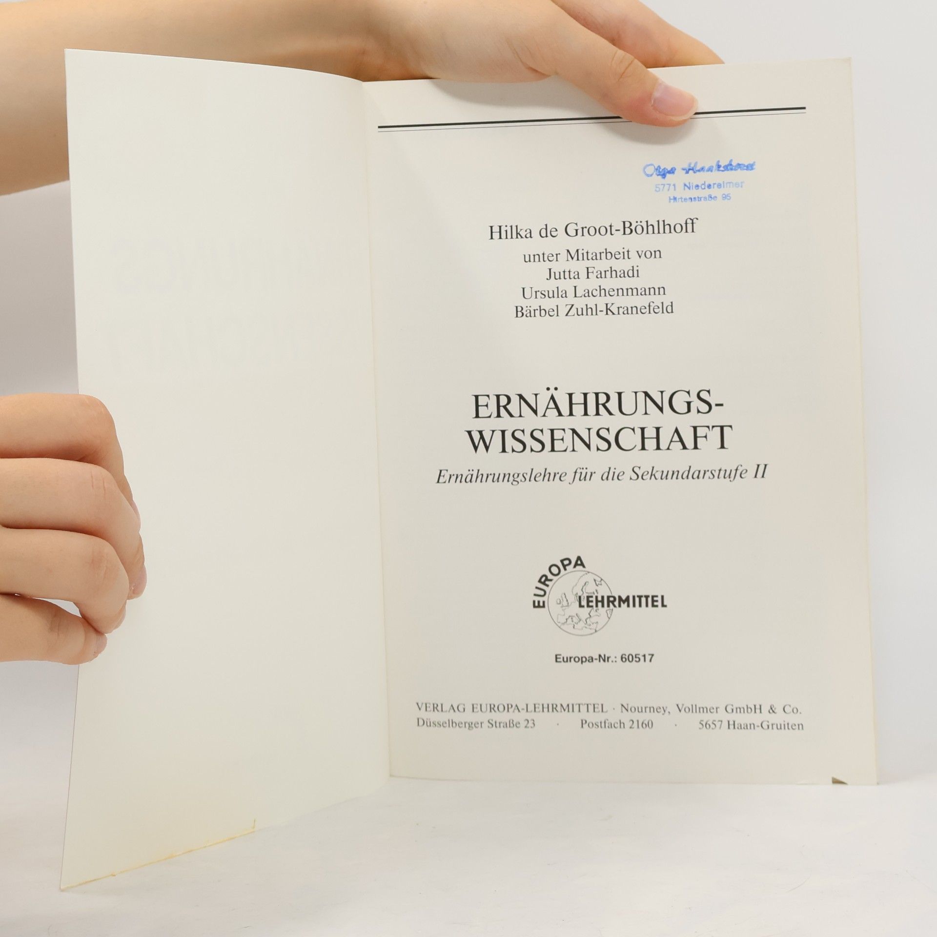 Jutta Farhadi Ernährungswissenschaft: Ernährungslehre für die Sekundarstufe II