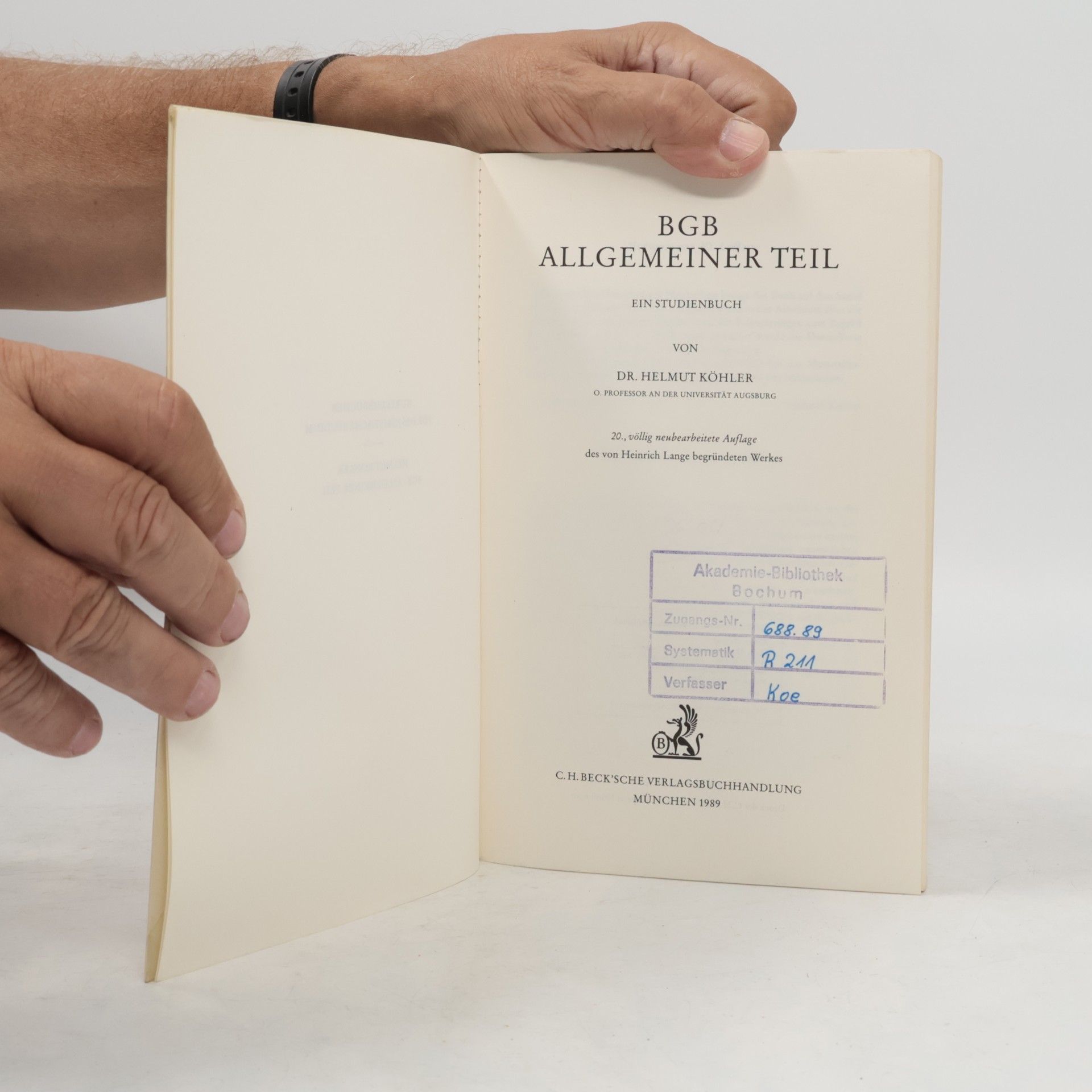 Helmut Köhler BGB Allgemeiner Teil