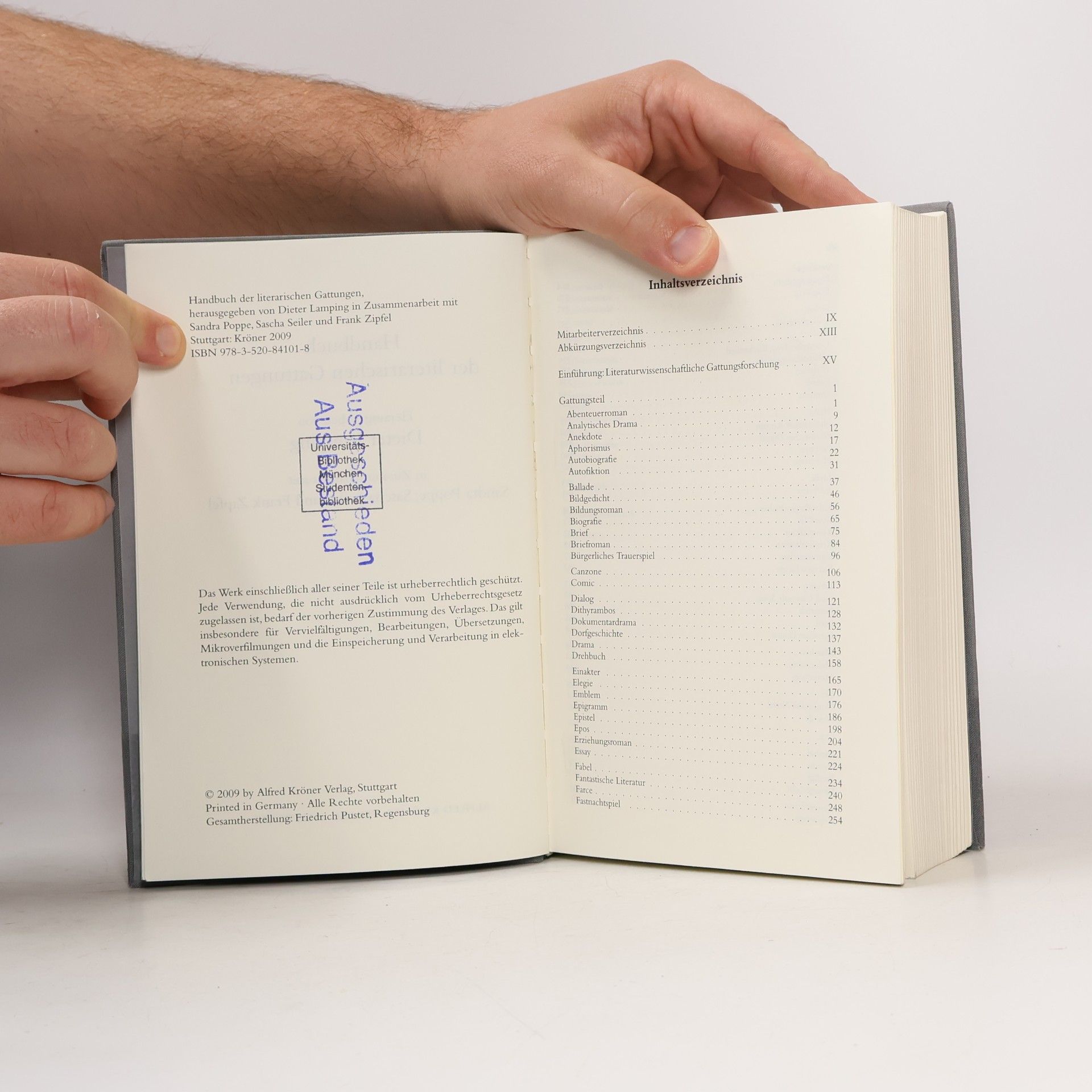 Dieter Lamping Handbuch der literarischen Gattungen