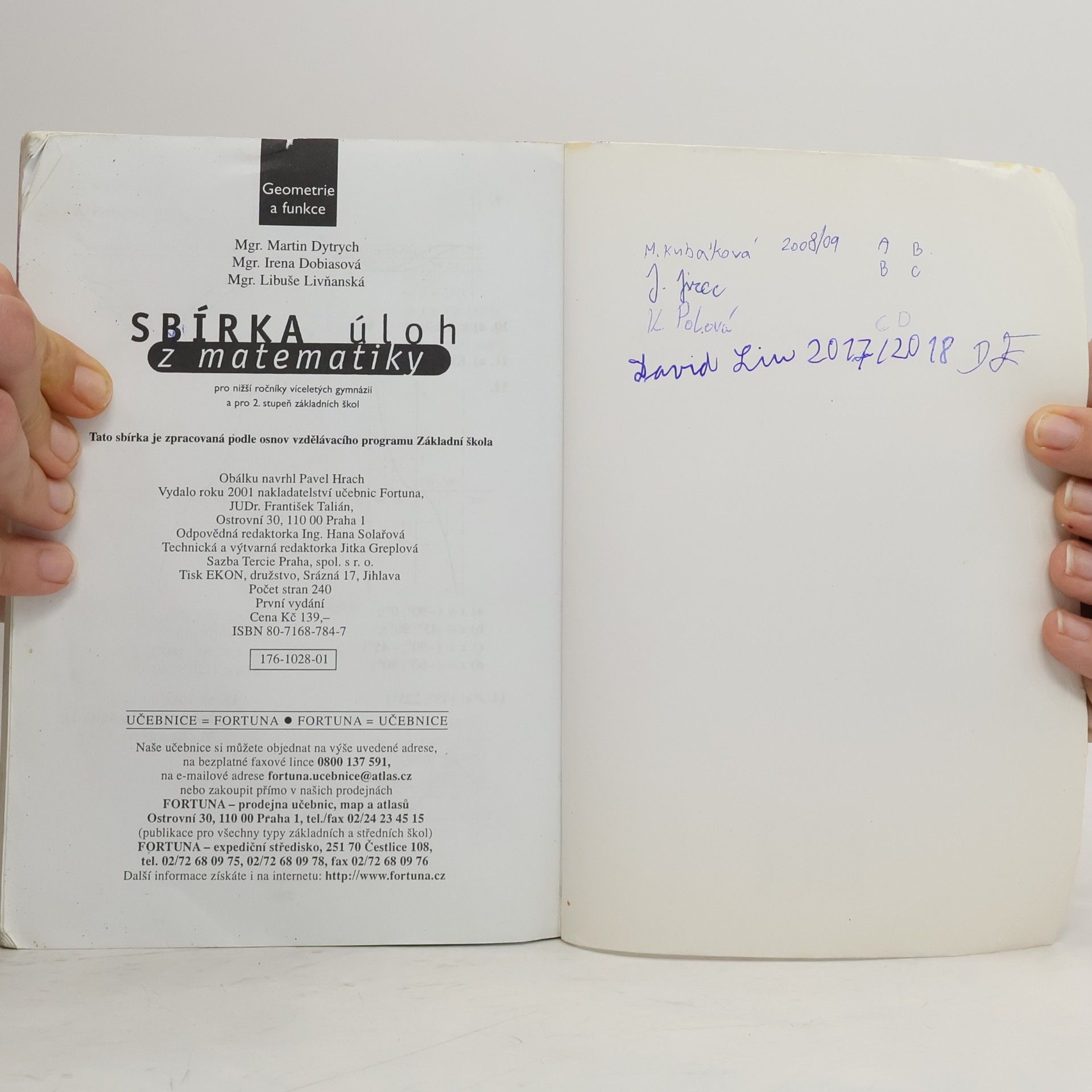 Martin Dytrych Sbírka úloh z matematiky pro nižší ročníky víceletých gymnázií a pro 2. stupeň základních škol: Geometrie a funkce