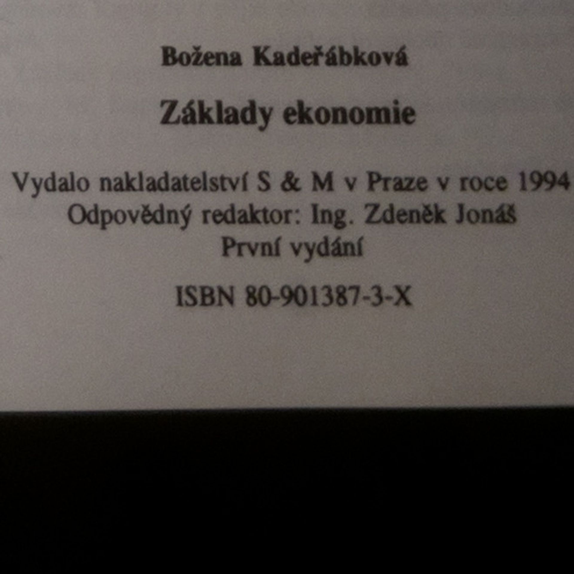 Božena Kadeřábková Základy ekonomie