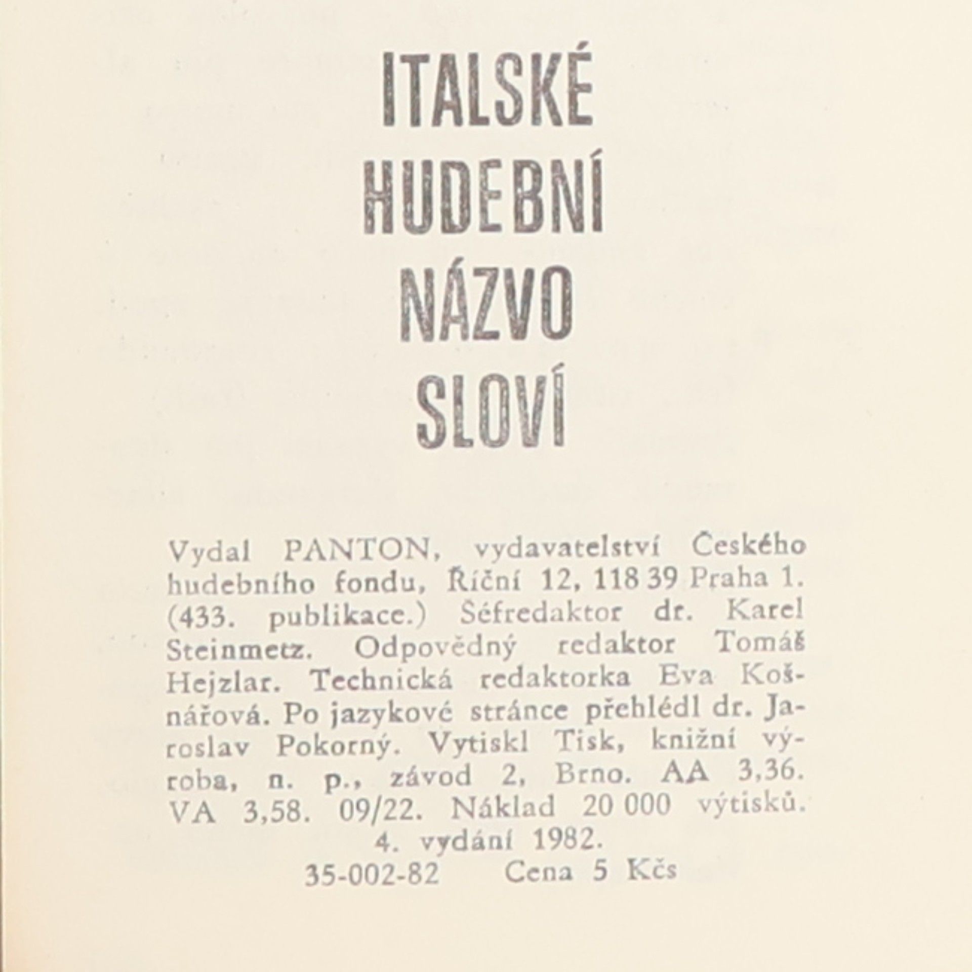 Jiří Válek Italské hudební názvosloví