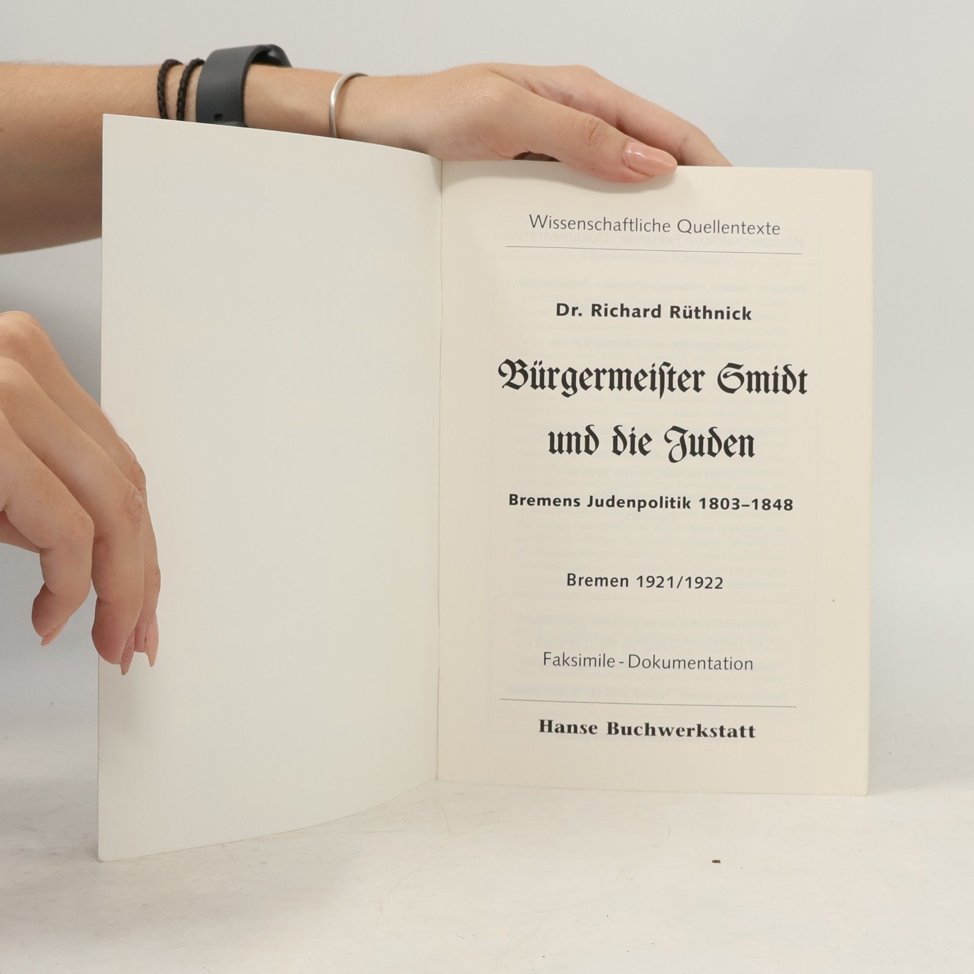 Richard Rüthnick Bürgermeister Smidt und die Juden