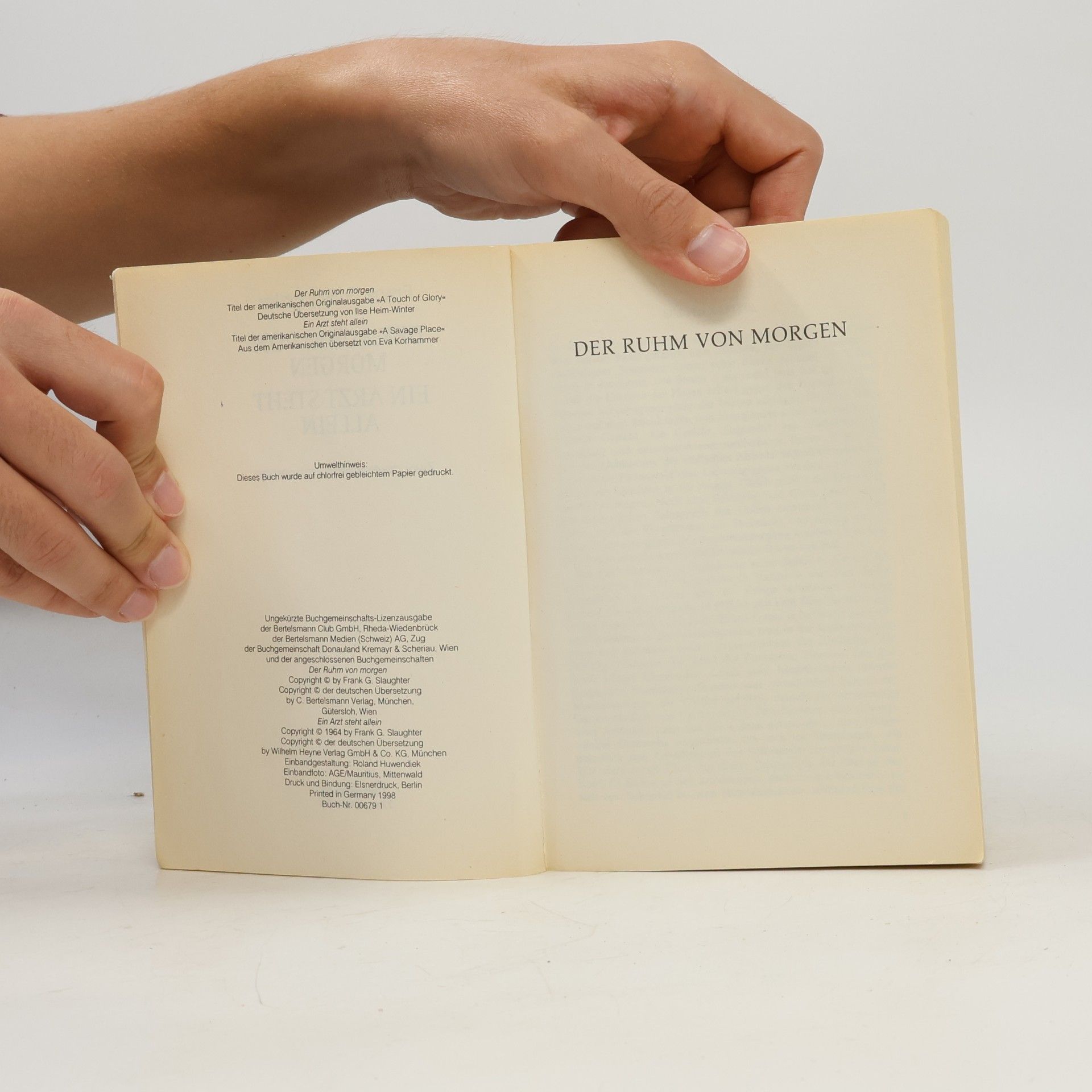 Frank Gill Slaughter Der Ruhm von Morgen. Ein Arzt steht allein