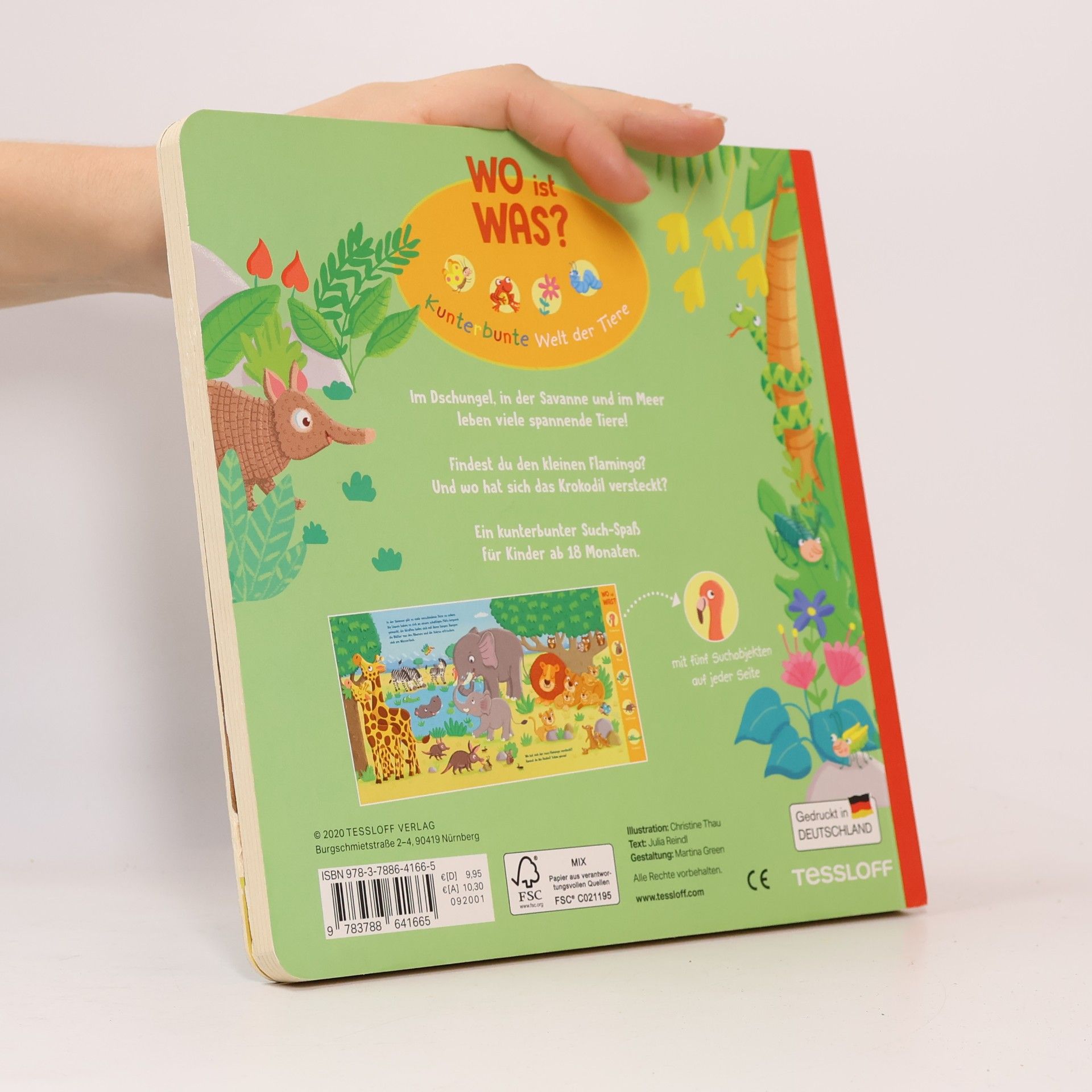 Julia Reindl WO ist WAS? Kunterbunte Welt der Tiere. Pappebuch für Kinder ab 18 Monaten