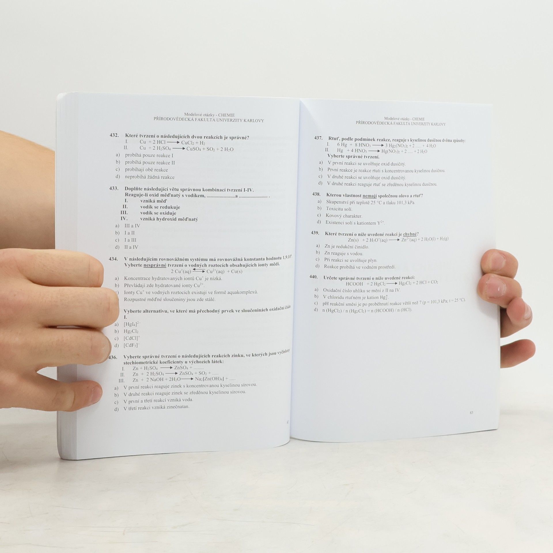 Various authors Modelové otázky k přijímací zkoušce z chemie na Přírodovědeckou fakultu Univerzity Karlovy
