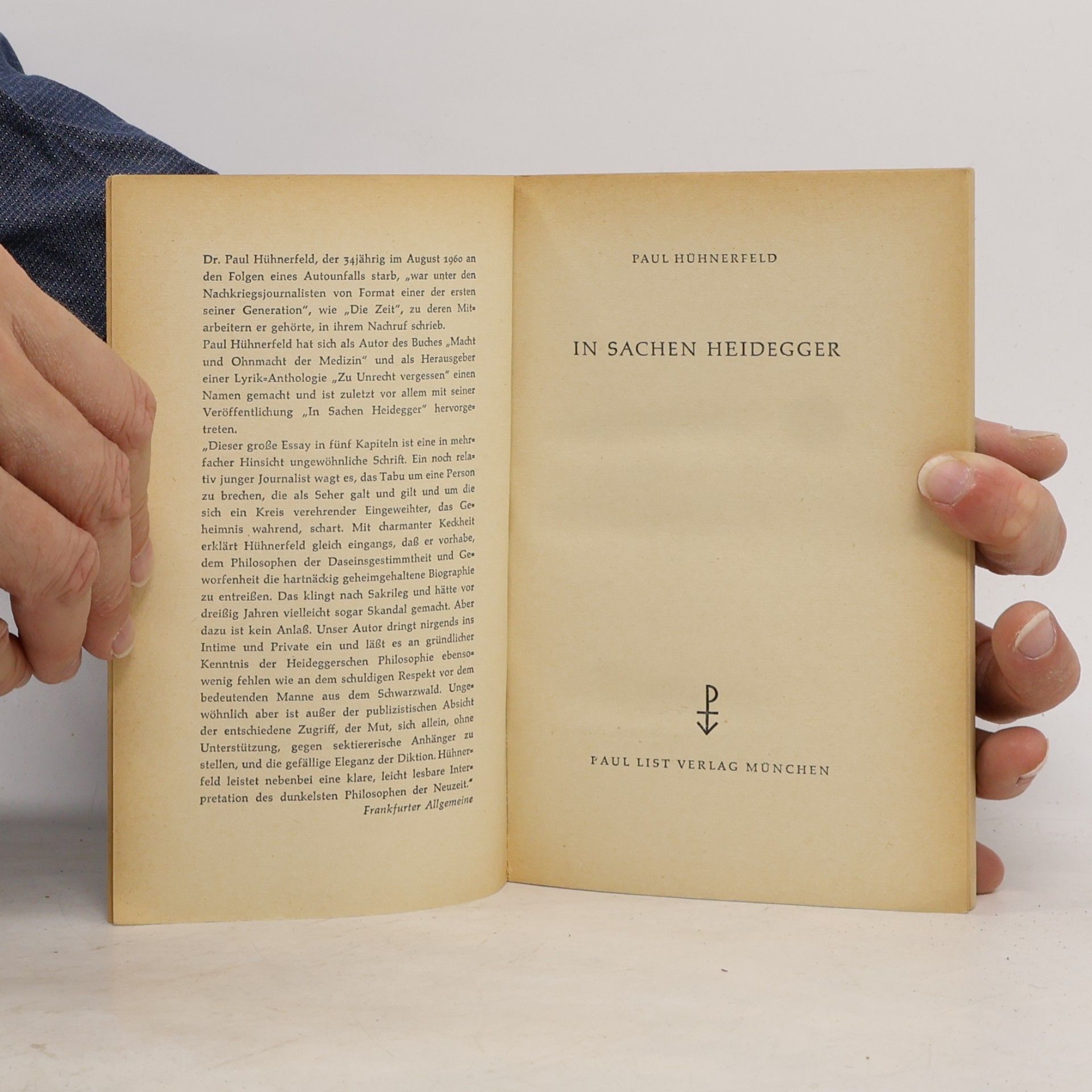 Paul Hühnerfeld In Sachen Heidegger