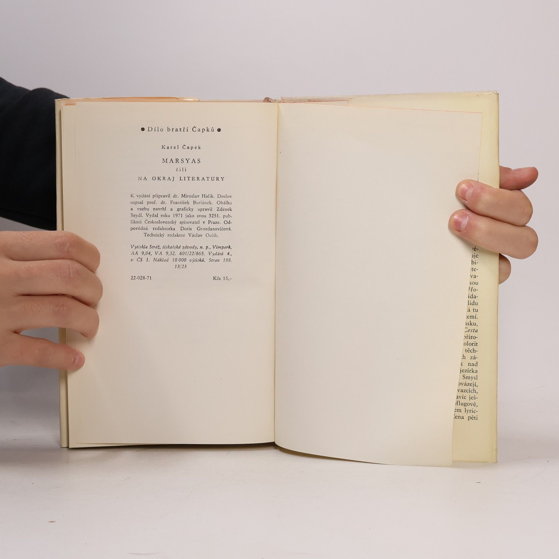 Karel Čapek Marsyas čili Na okraj literatury