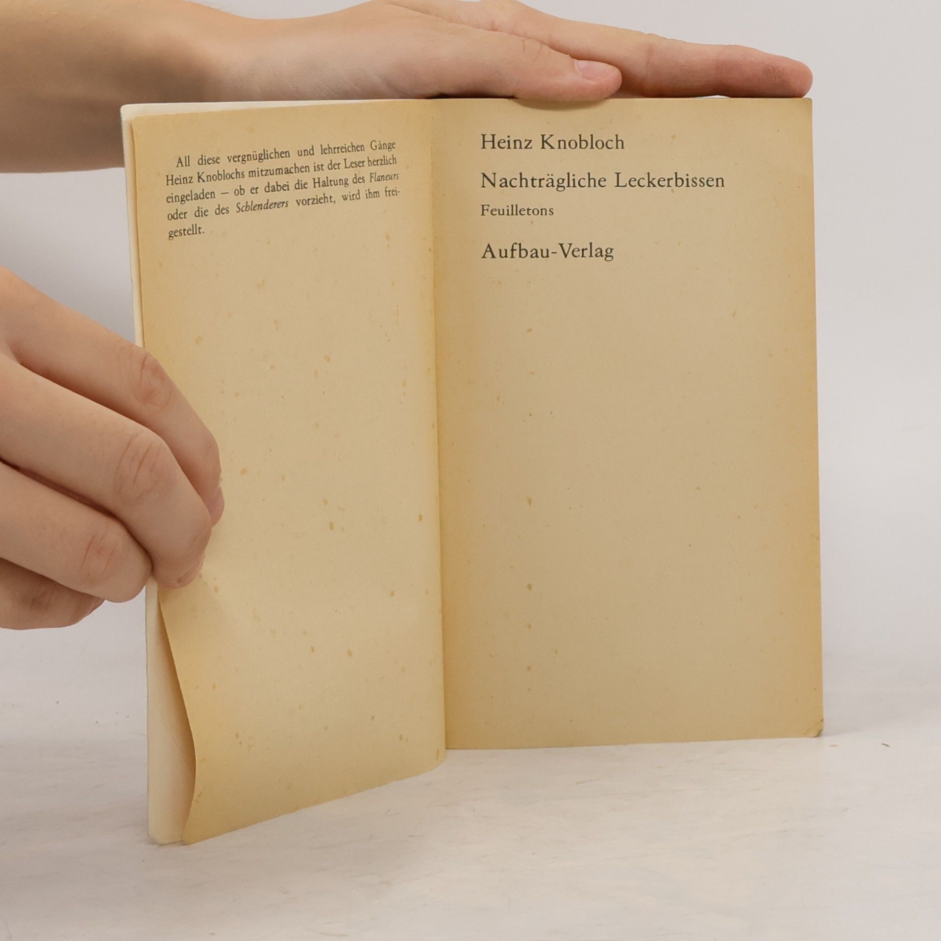 Heinz Knobloch Nachträgliche Leckerbissen