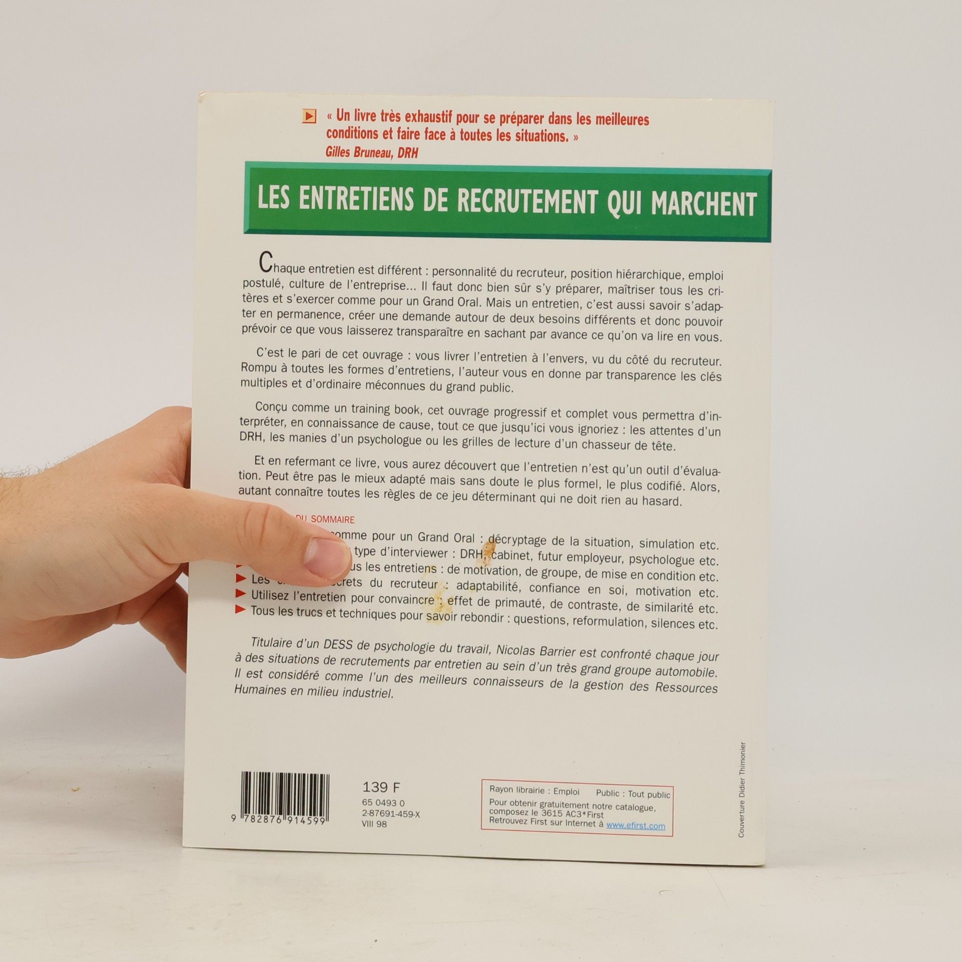 Nicolas Barrier Les entretiens de recrutement qui marchent