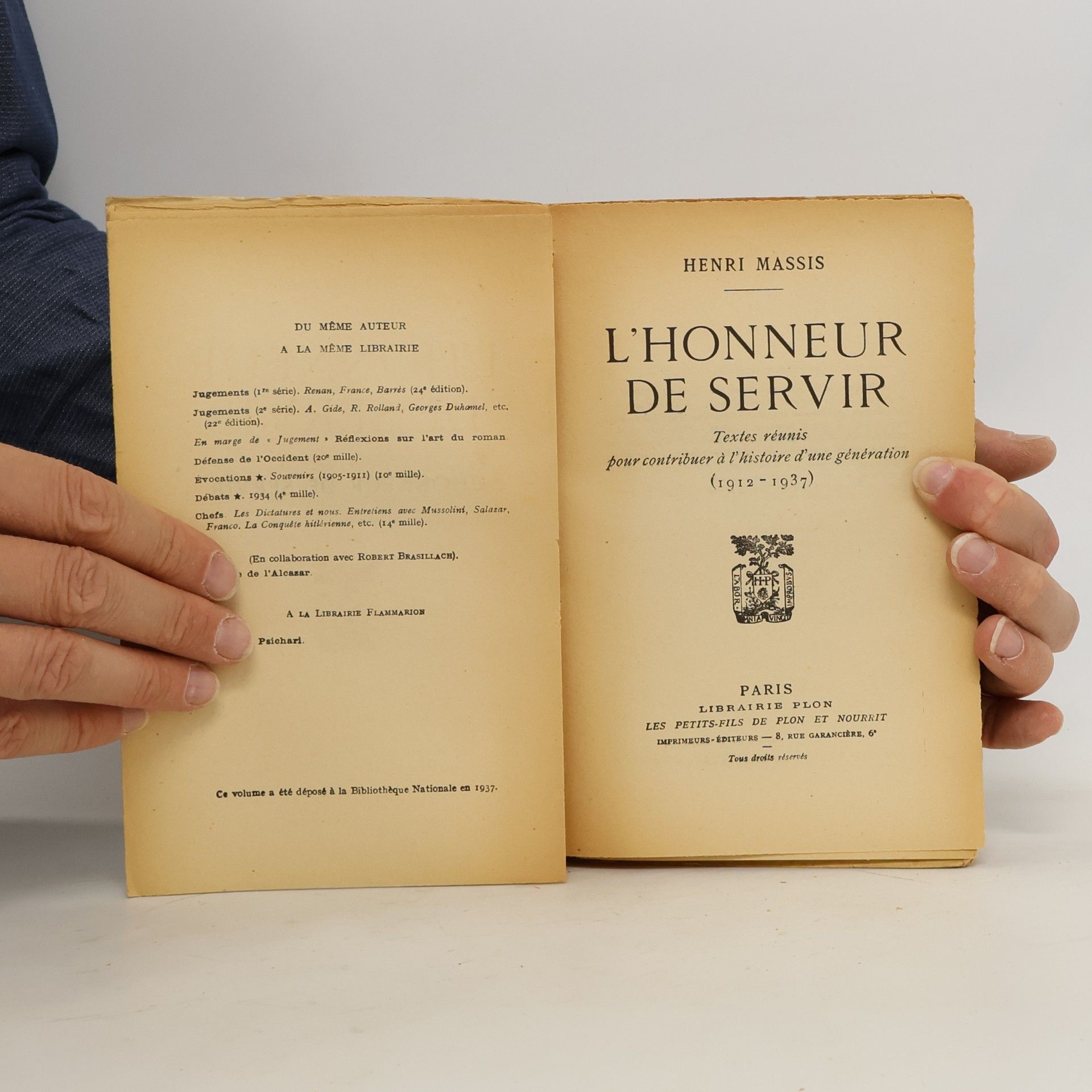 Massis, Henri L'Honneur de Servir